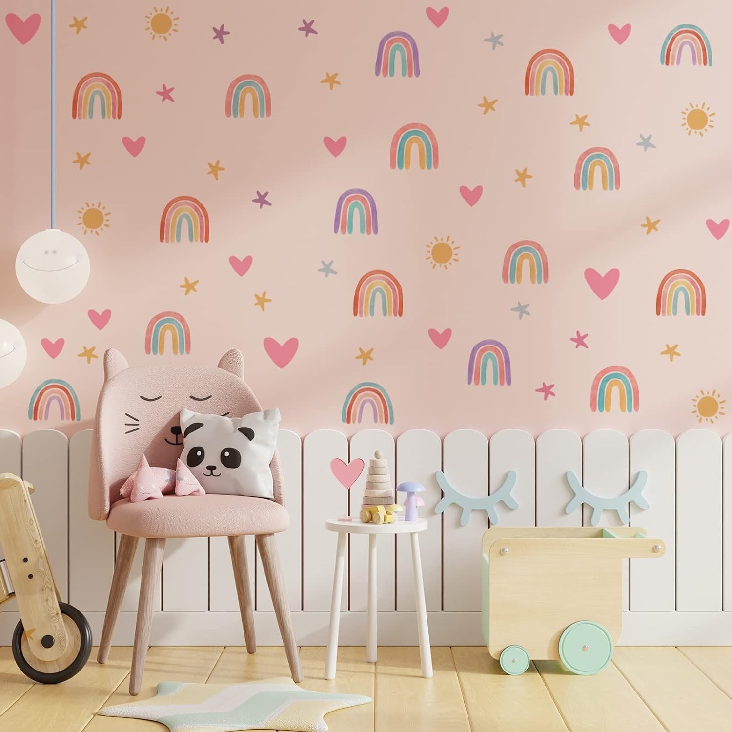 Rainbow Wall Decor Stickers Small Rainbow Decal Watercolor Heart Star Sun Wal…