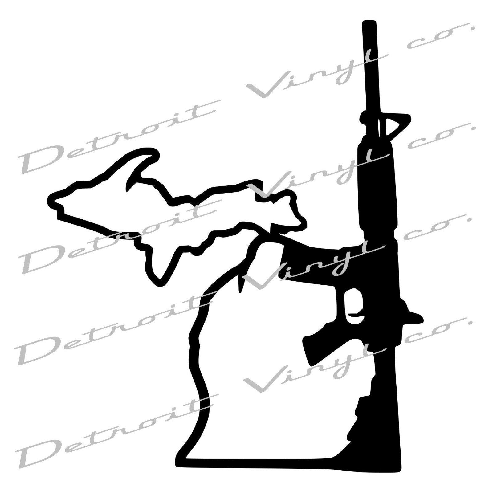Michigan Holding Gun AR 15 with UP, Michigan mitten Decal Sticker 5"x8"
