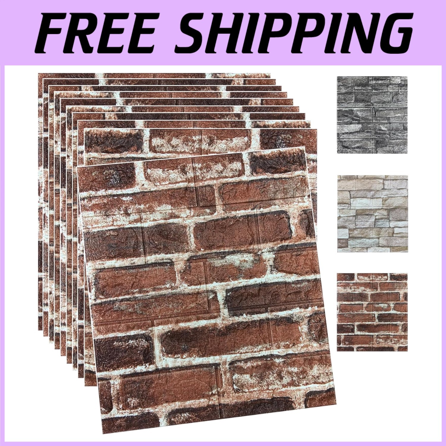 Red 3D Brick Wall Panels 20PCS Peel and Stick Foam Wallpaper
