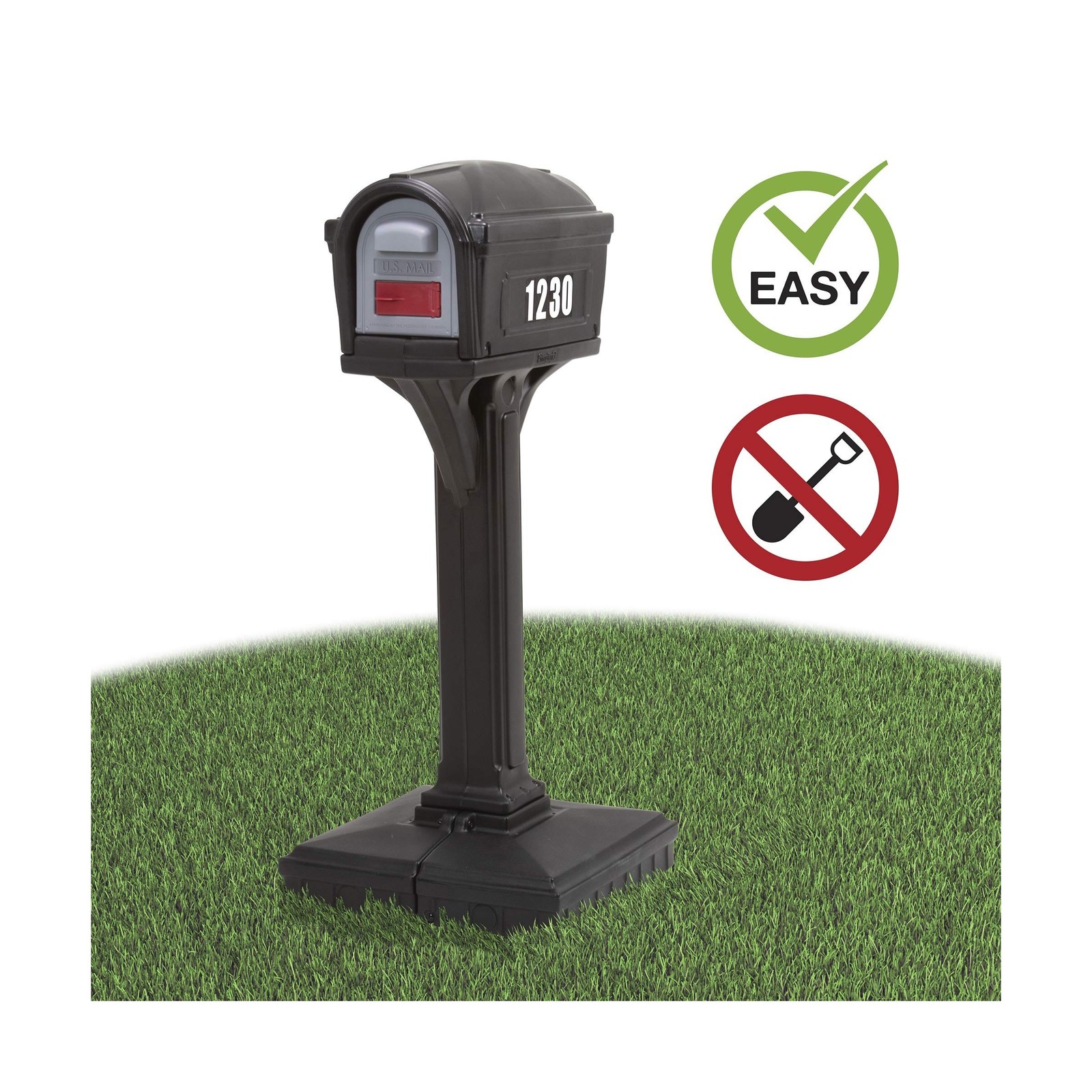 Simplay3 American Home 42002R-04 Dig-Free Easy Up Classic Mailbox – Black