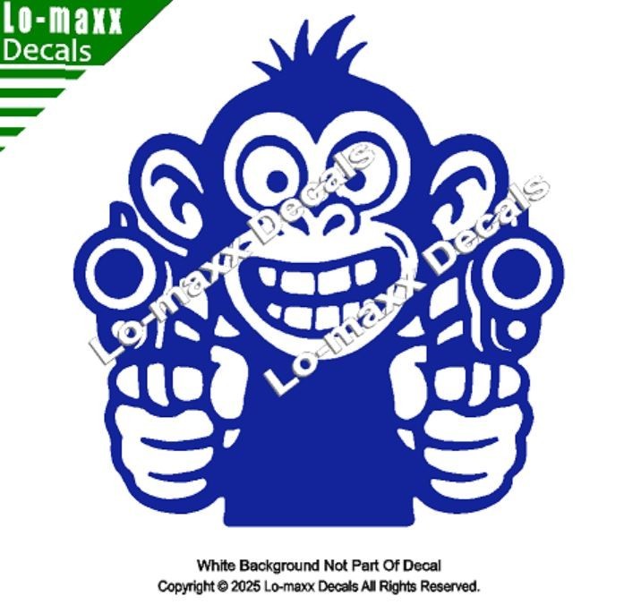 Monkey With Guns Die Cut Sticker Vinyl Decal For Car Fridge Locker Laptop