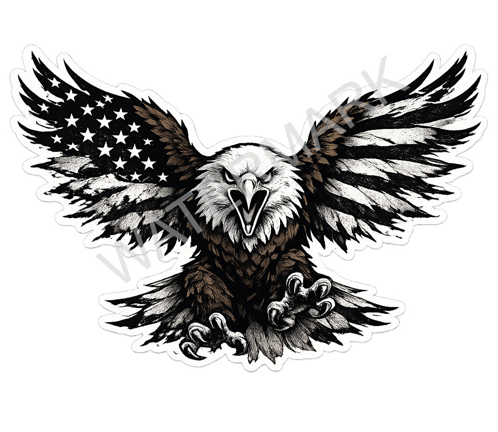 American Bald Eagle USA Flag Waterproof Vinyl Sticker/Decal 05
