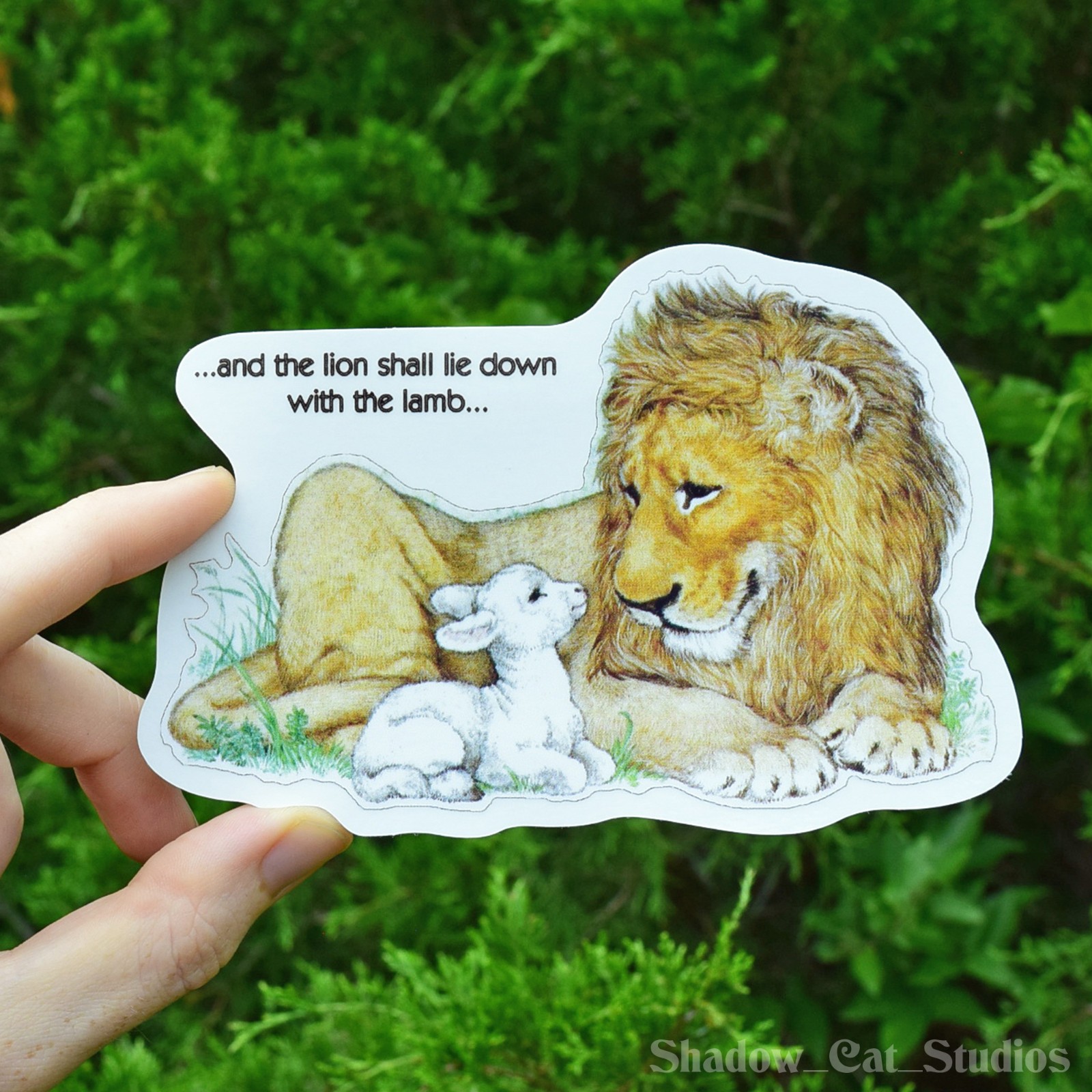 Lion and Lamb Die Cut Clear Vinyl Sticker Christian Religious Premium Quality