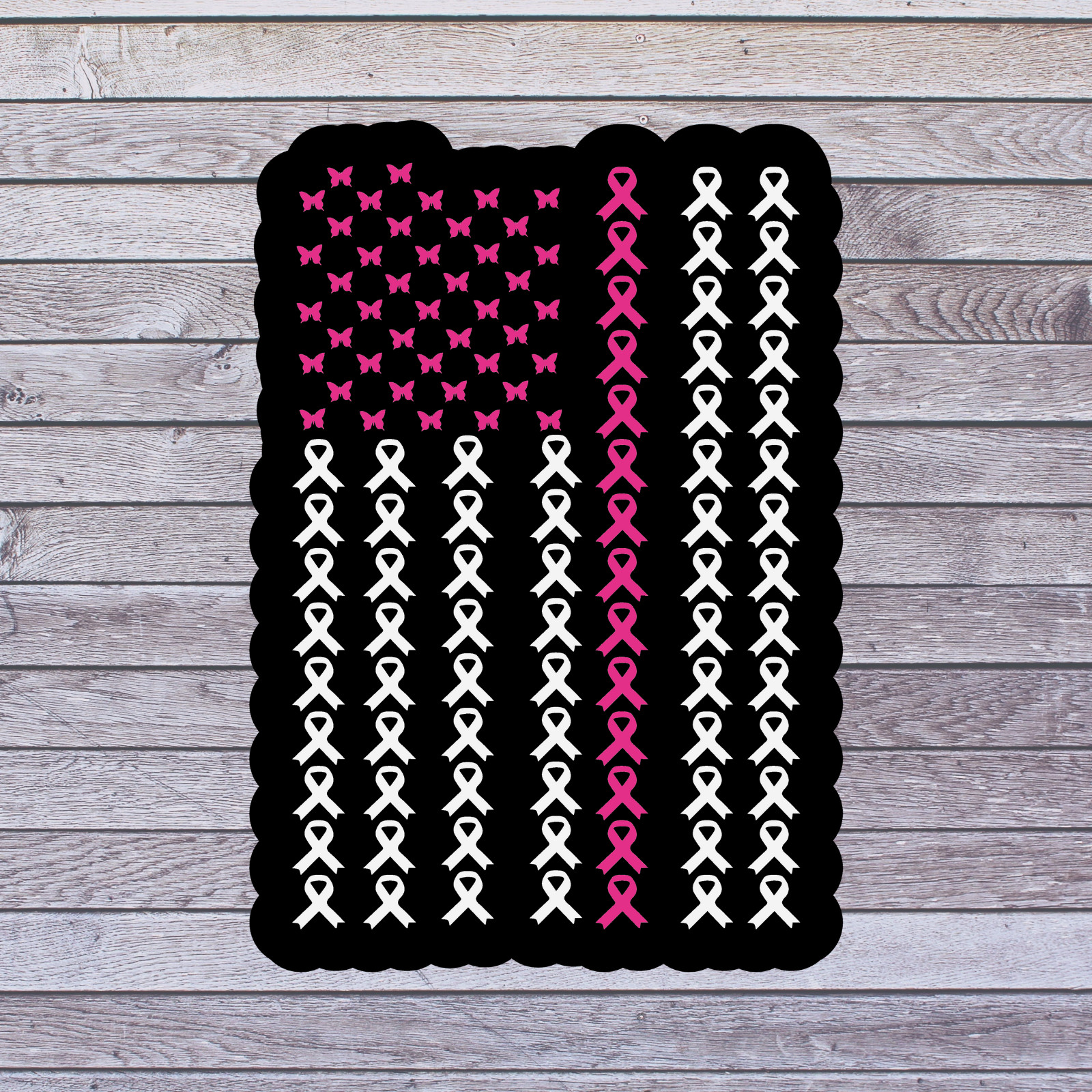 Cancer sticker vinyl decal awareness support ribbon pink breast cancer flag