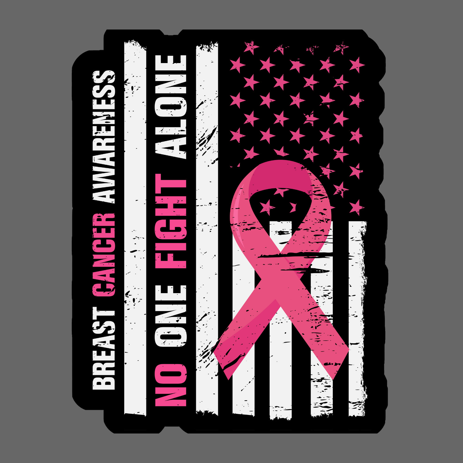 Breast cancer sticker vinyl decal no one fights alone pink ribbon