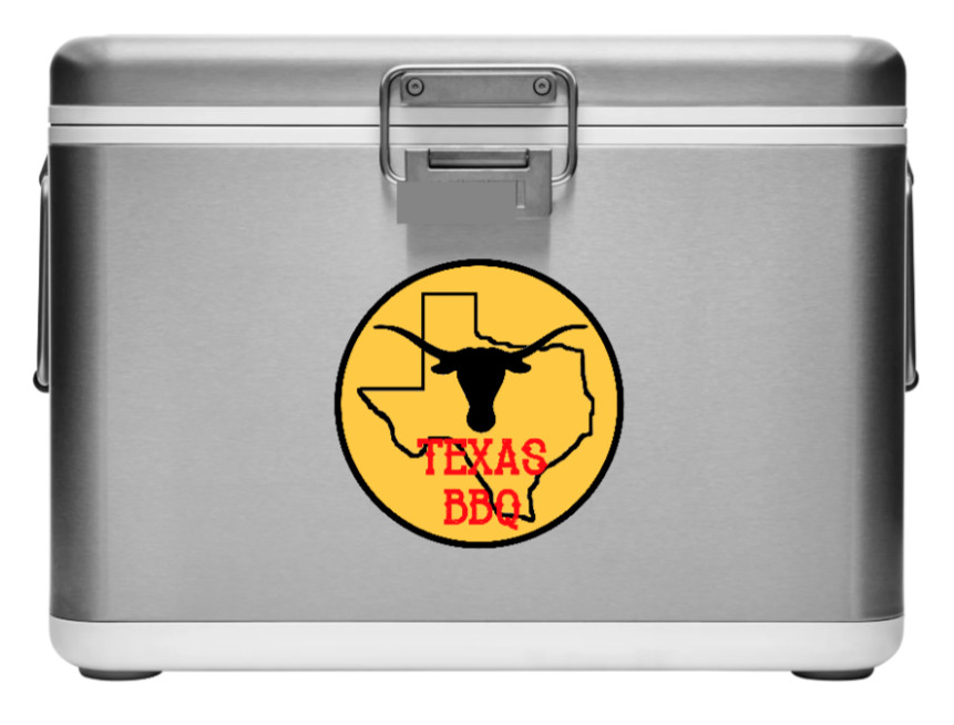 BBQ (Texas) – 4" Car Vinyl Decal Laptop Cooler Trailer Golf Cart Beer Fridge Bar