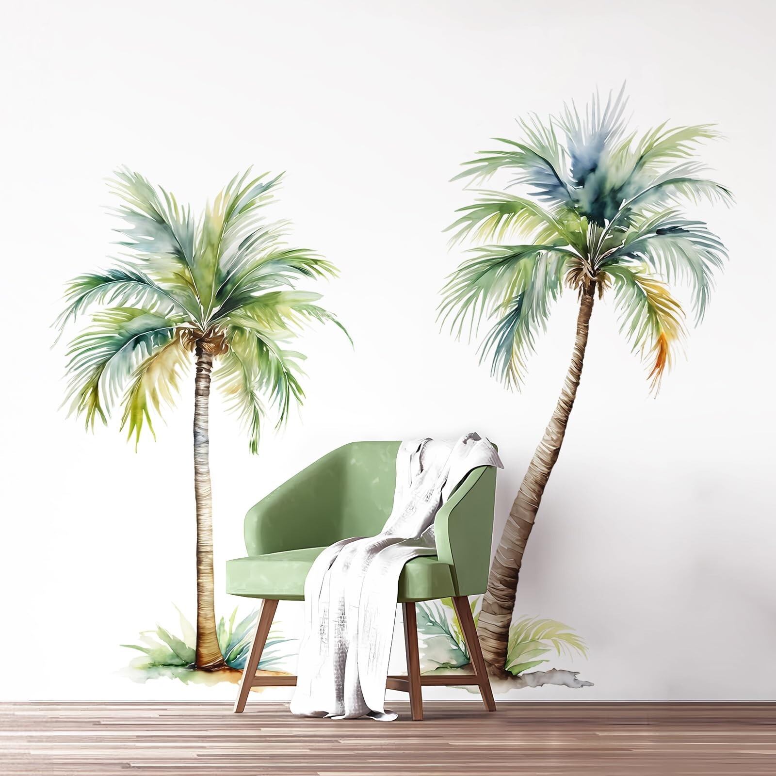 Tanlaby Large Palm Tree Wall Stickers Tropical Plants Wall Decals Watercolor …