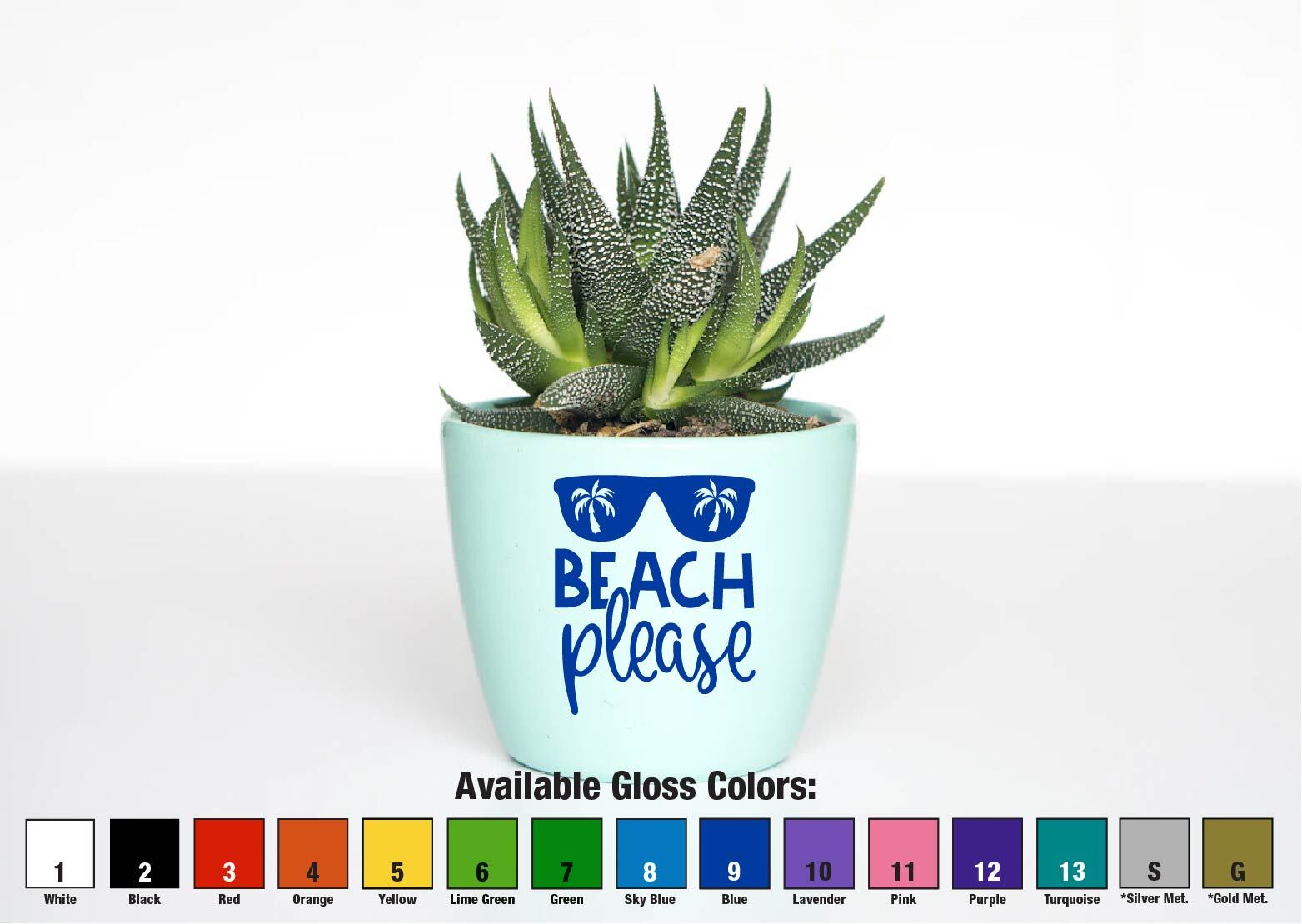 Beach Please Sunglasses Decal Sticker Decor Ocean Sun Summer Palm Trees Vacay