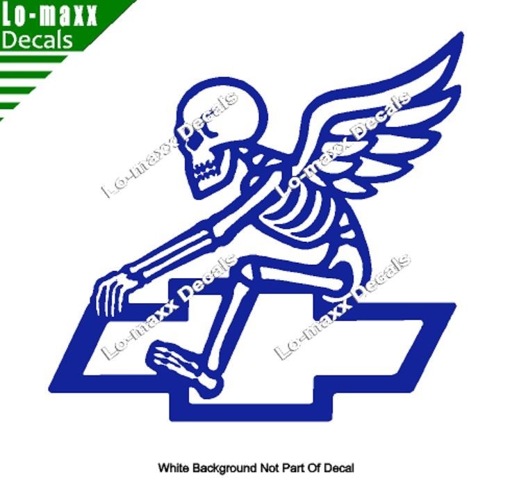Chevy Bowtie Reaper Skeleton Wings Car Truck Die Cut Vinyl Decal Sticker