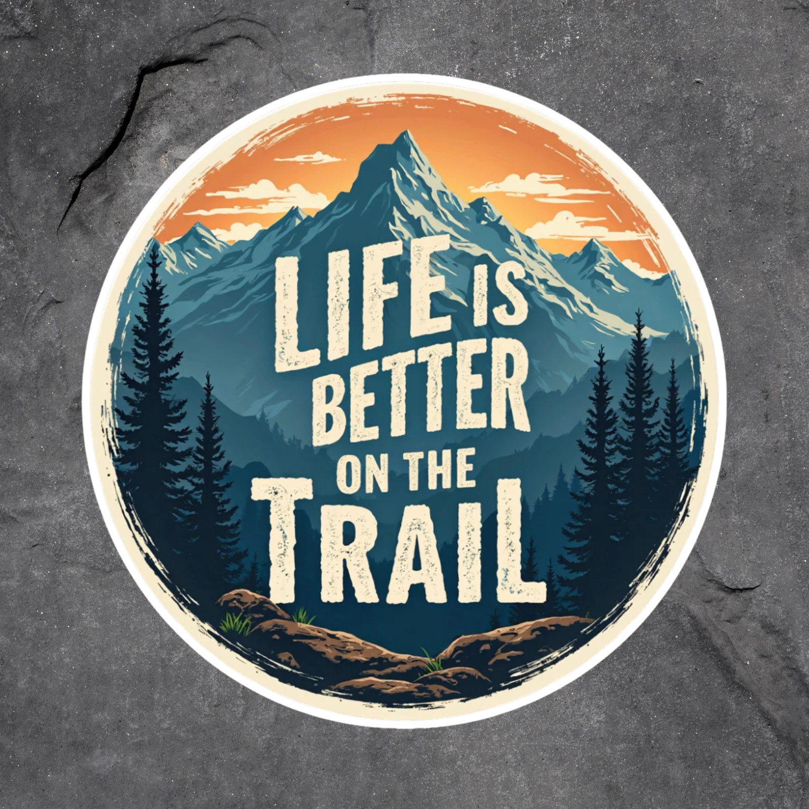 Hiking sticker vinyl decal life is better on the trail mountain