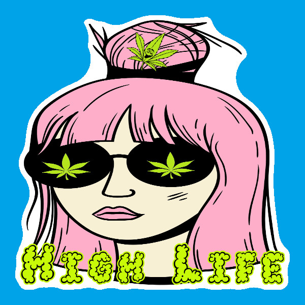 High Life Pink Stoner Girl Sticker Weed Cannabis Vinyl Weatherproof UV Safe