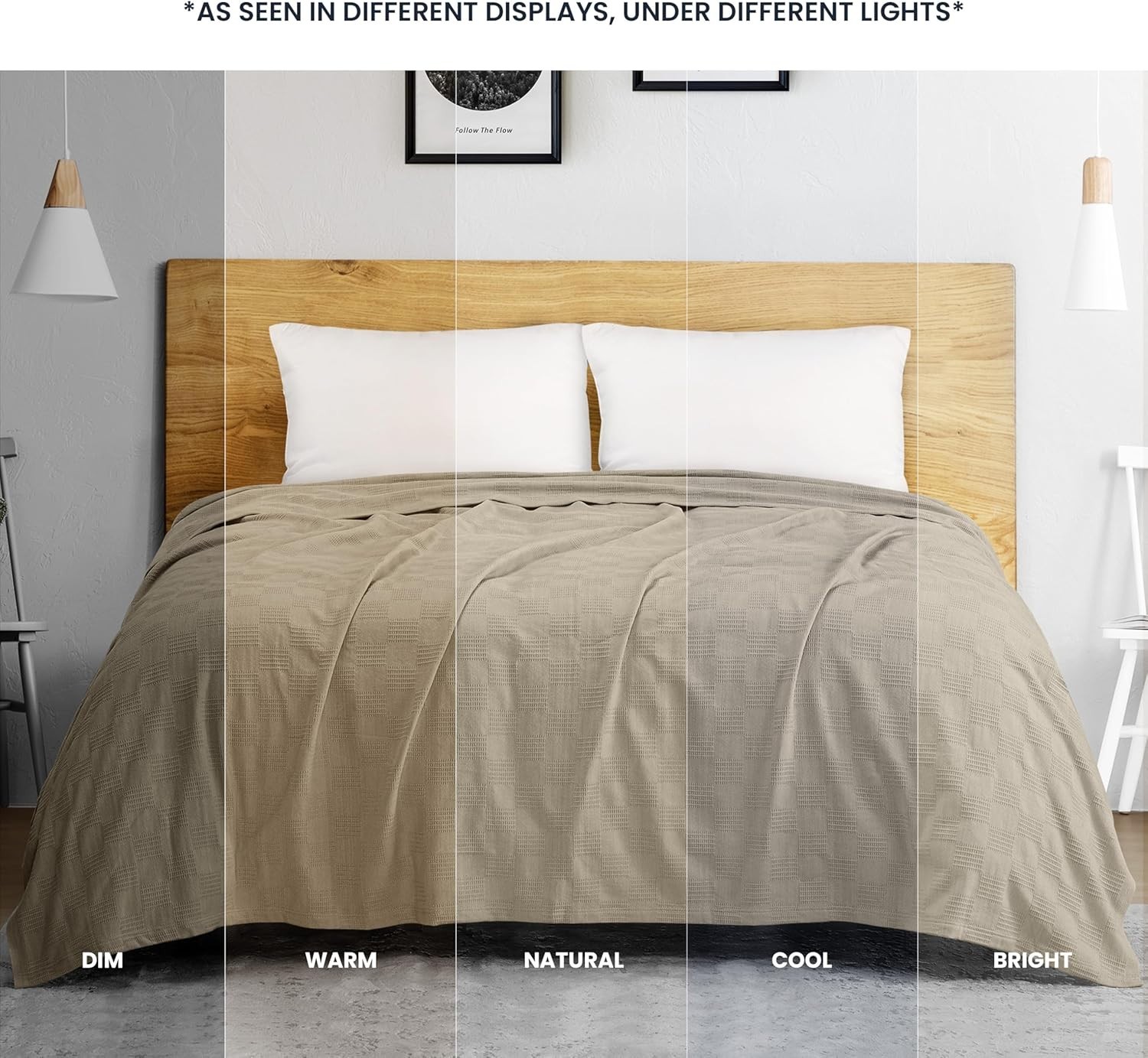 Khaki 100% Cotton Blanket [King Size – 90×108 Inch] 350GSM Lightweight, Soft …