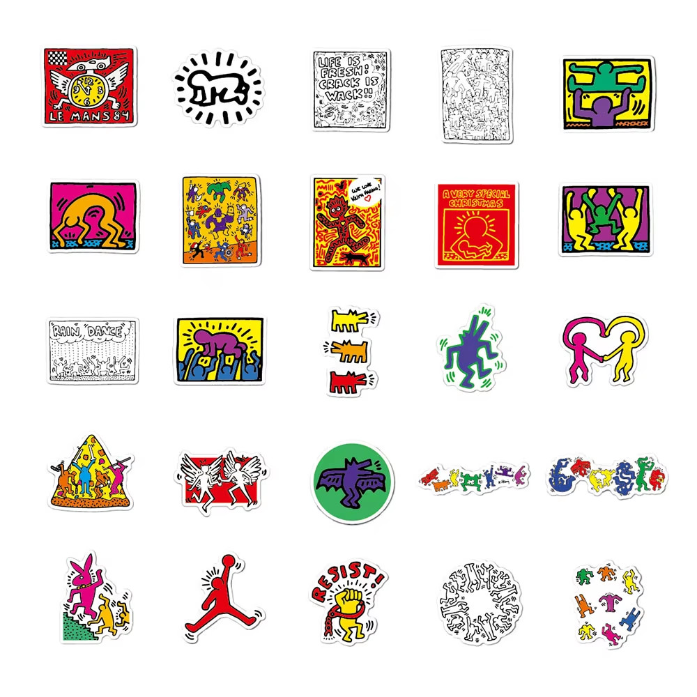 Keith Haring Style Waterproof Vinyl Sticker Pack Graffiti Laptop Skateboard Deca