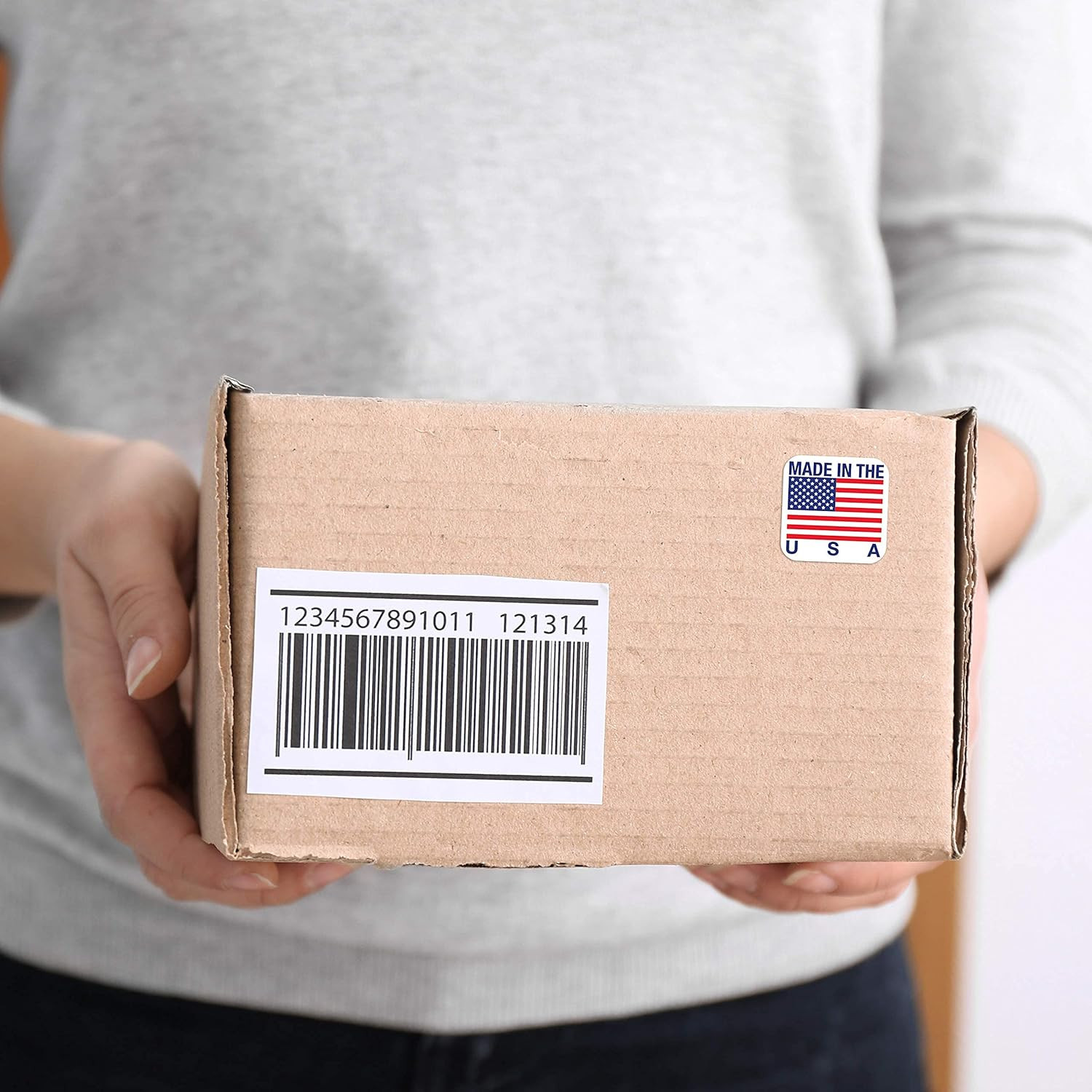 1000 Pcs Made in USA American Flag Stickers Vinyl Decal Sticker Roll, 1X1 Inch