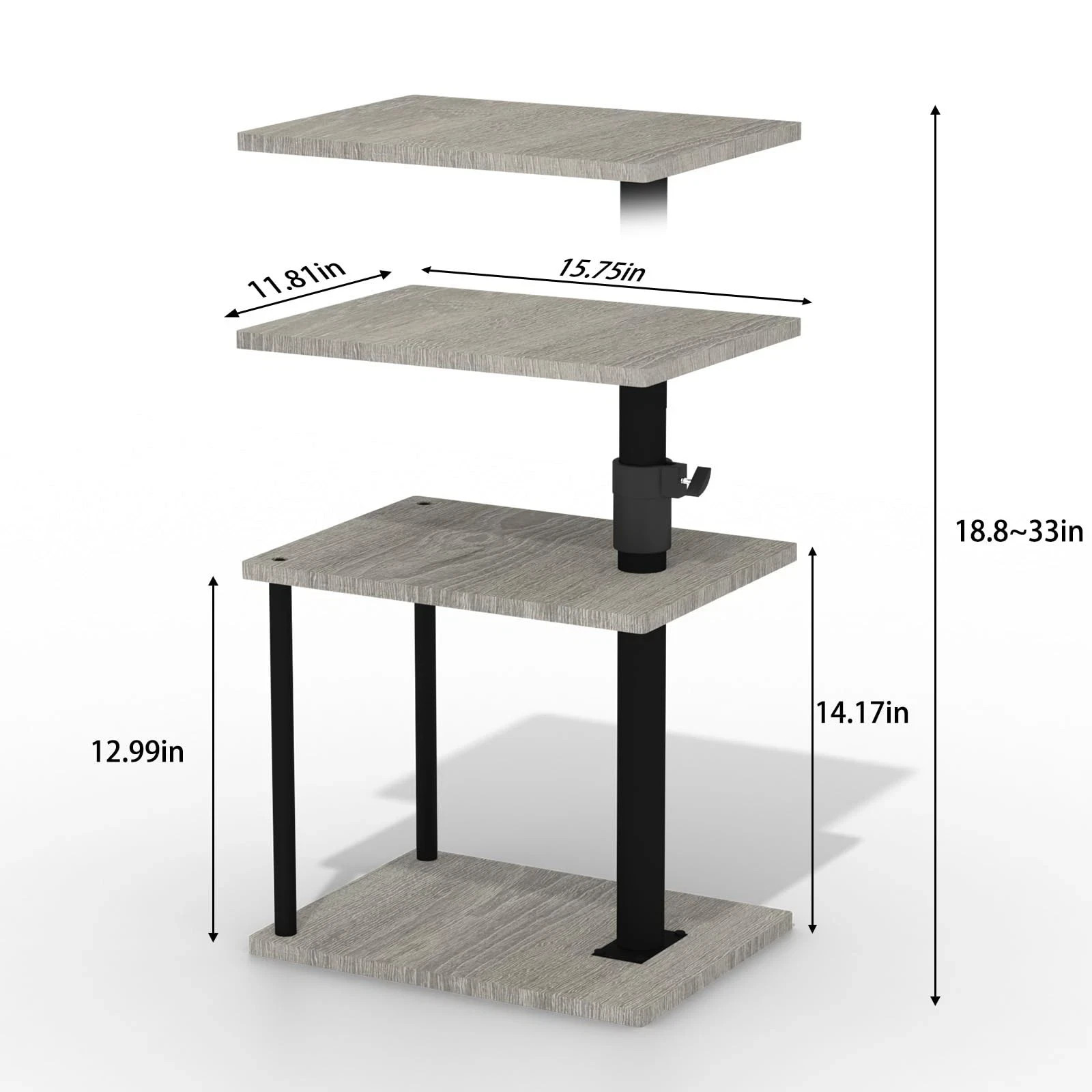 Swivel Side Table for Couch Arm Height Adjustable C for Recliner or Bed Tv Trays