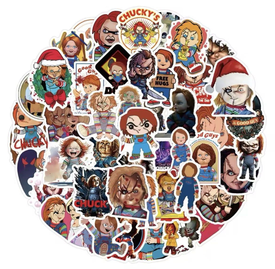 Chucky Style Stickers 60pk Chucky Horror Stickers Tiffany Chucky Good Boy Fun