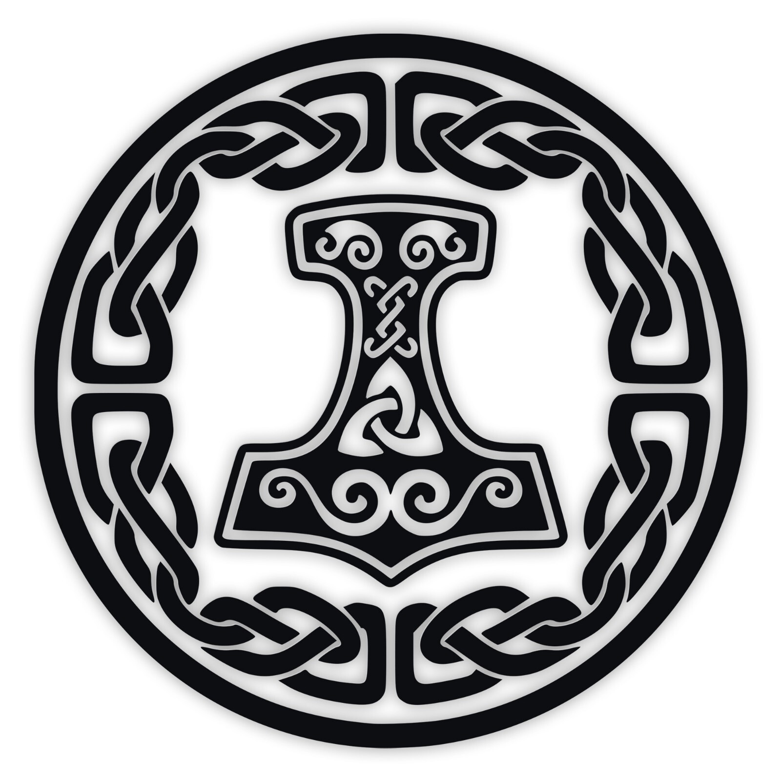 Celtic Knotwork Circle with Mjolnir Vinyl Decal V2 | Viking Thor Hammer Knot