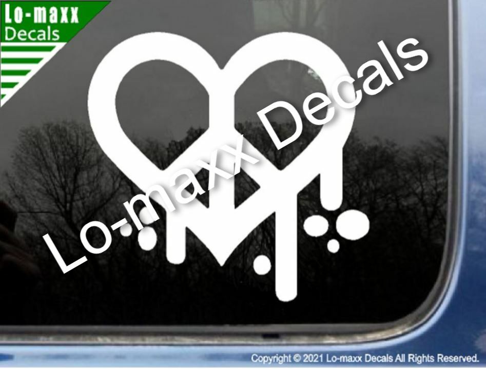Dripping Graffiti Peace Heart Superior Quality Unique Die Cut Vinyl Decal Art