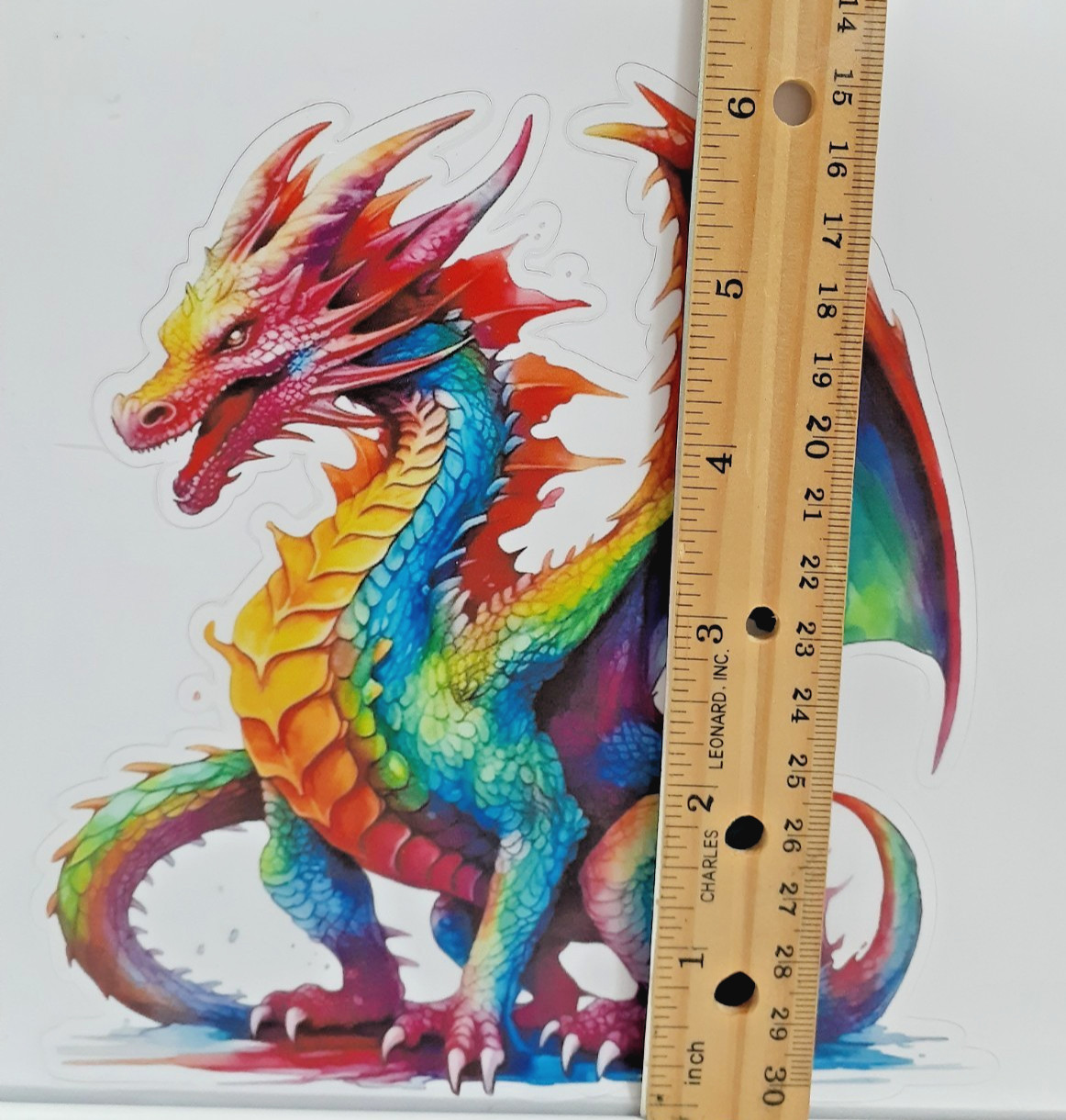 5.5" x 6" Dragon Vinyl Decal Sticker Rainbow Colored Dragon