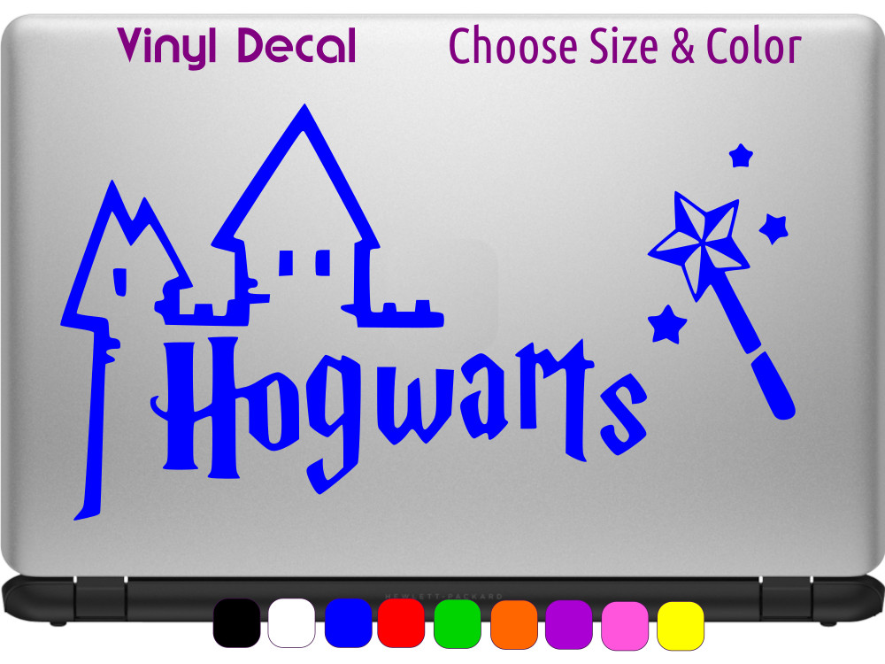 Hogwarts Castle and Wand Harry Potter Vinyl Window Decal CHOOSE SIZE COLOR