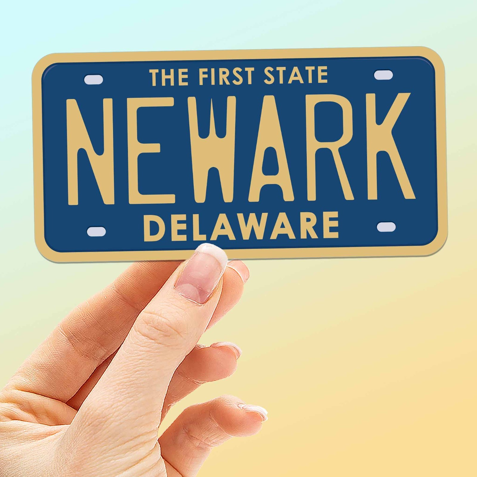 Delaware License Plate Bumper Stickers – Choose Your City or Phrase Decal