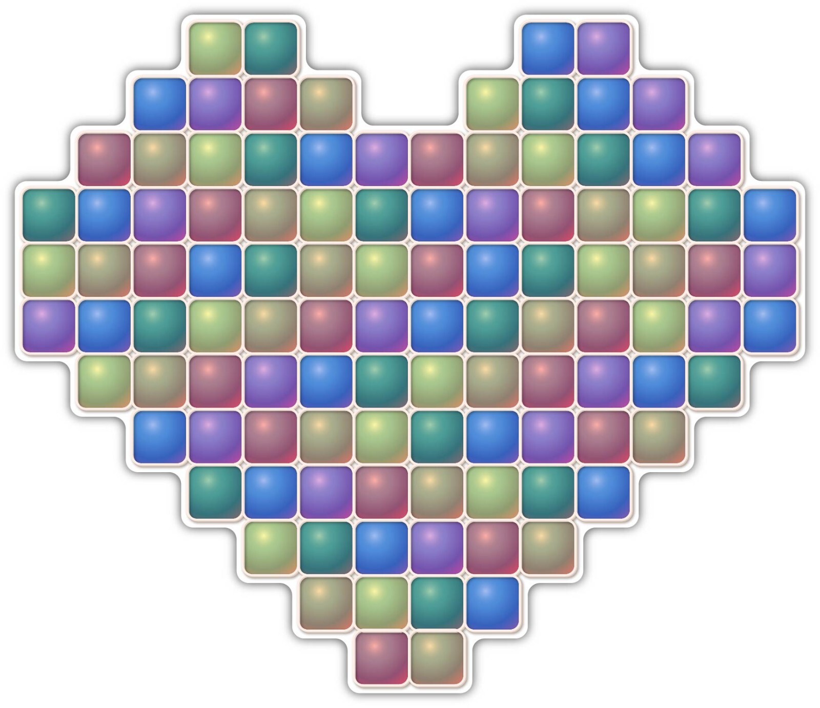 Rainbow Bubble Pop Heart Geometric Vinyl Sticker Car Laptop Phone Wall