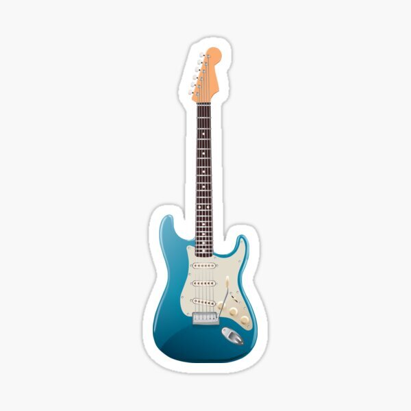Electric Bass Guitar Musician Blue Instrument Phone Laptop Vinyl Decal Sticker