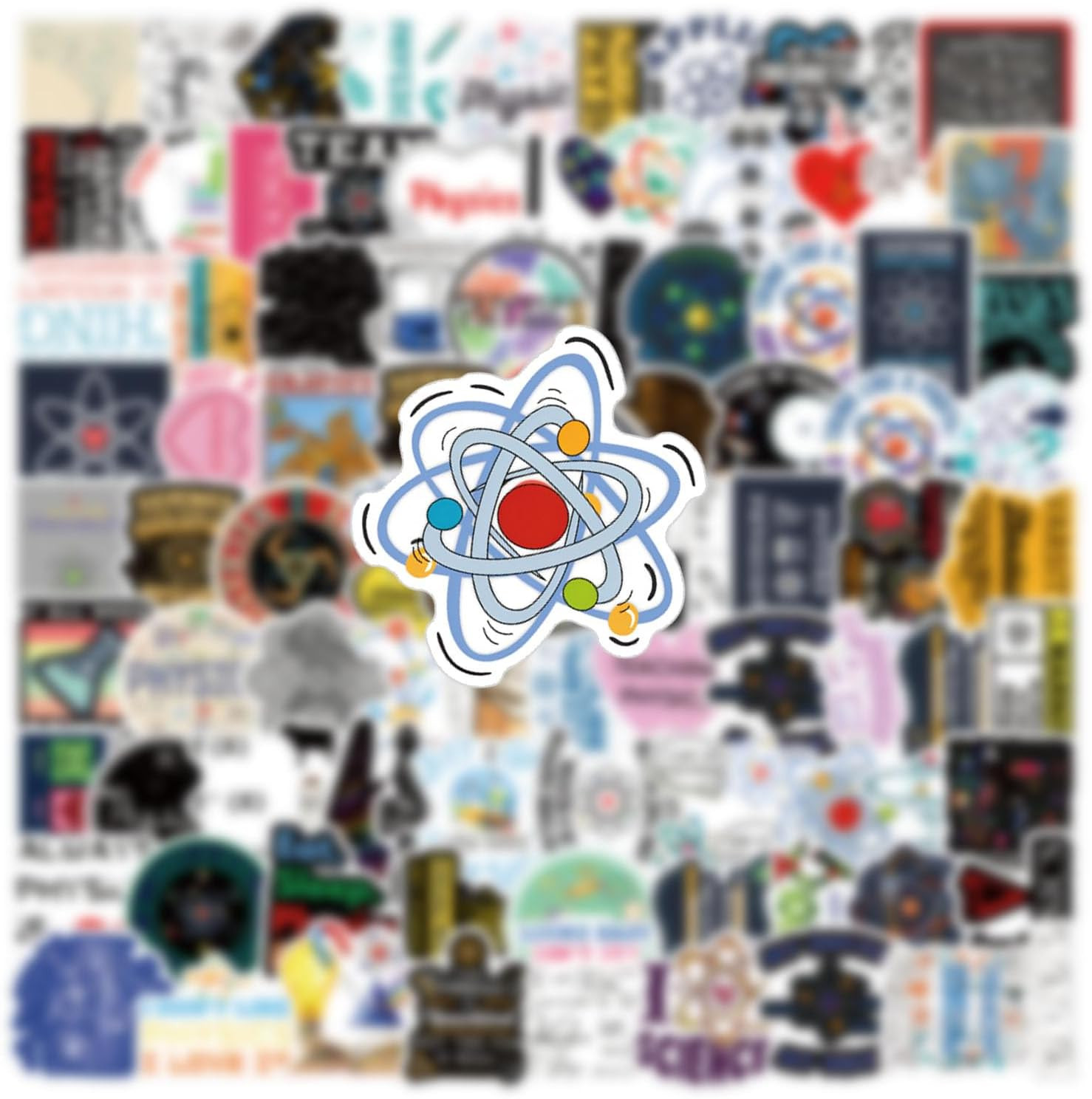 123Pcs Physics Stickers Pack, Science Aesthetic Vinyl Waterproof Sticker Decals