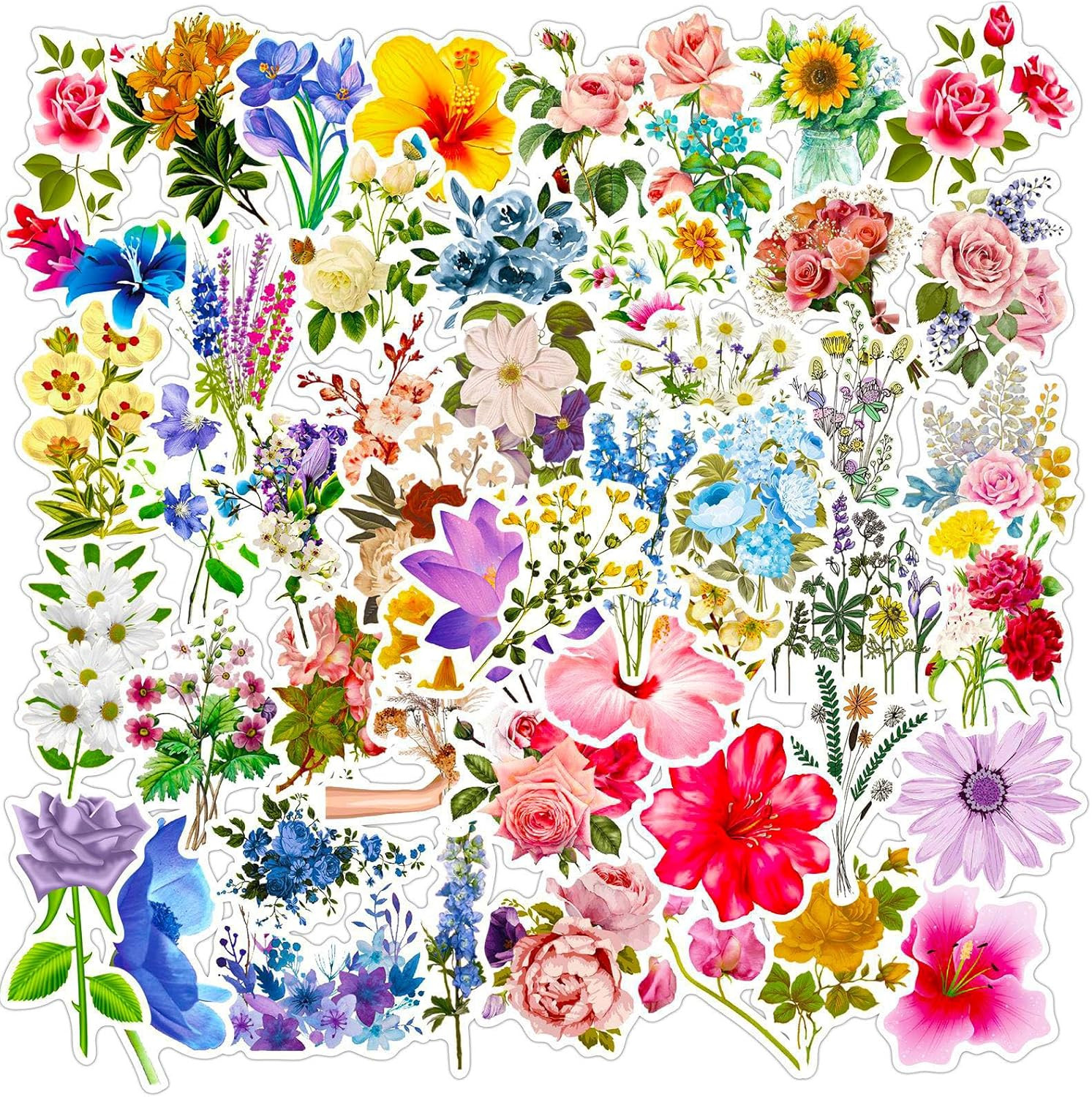 Flower Stickers for Kids Teens Girls, 100Pcs Waterproof Flower Stickers for Wate