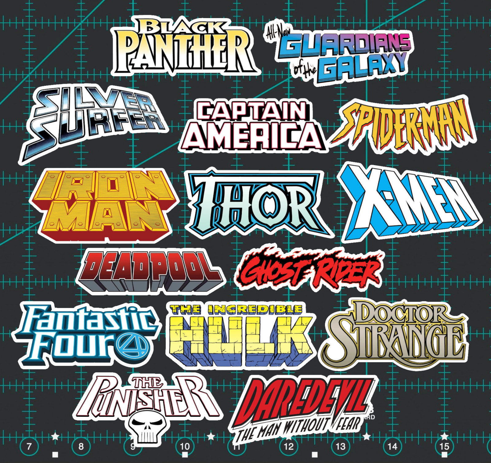 15 Marvel Modern Logo Stickers – Clear, Holographic, or White- Spiderman Thor