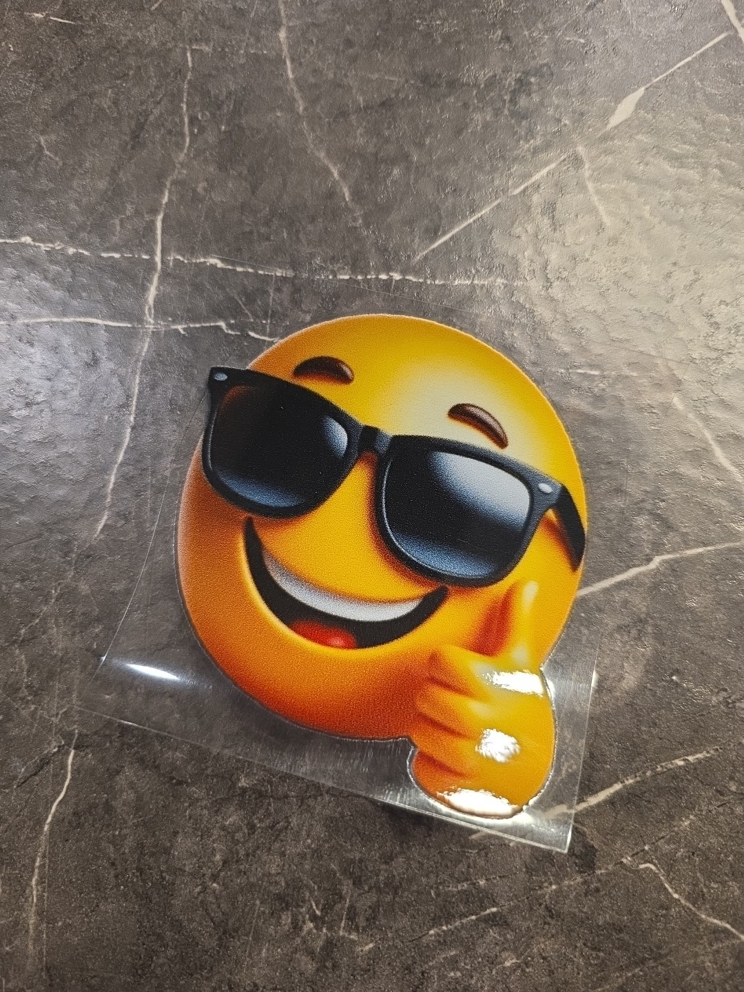 Sun Glasses Thumb Up Smiley Face Emoji UVDTF Raised Decal Sticker Waterproof