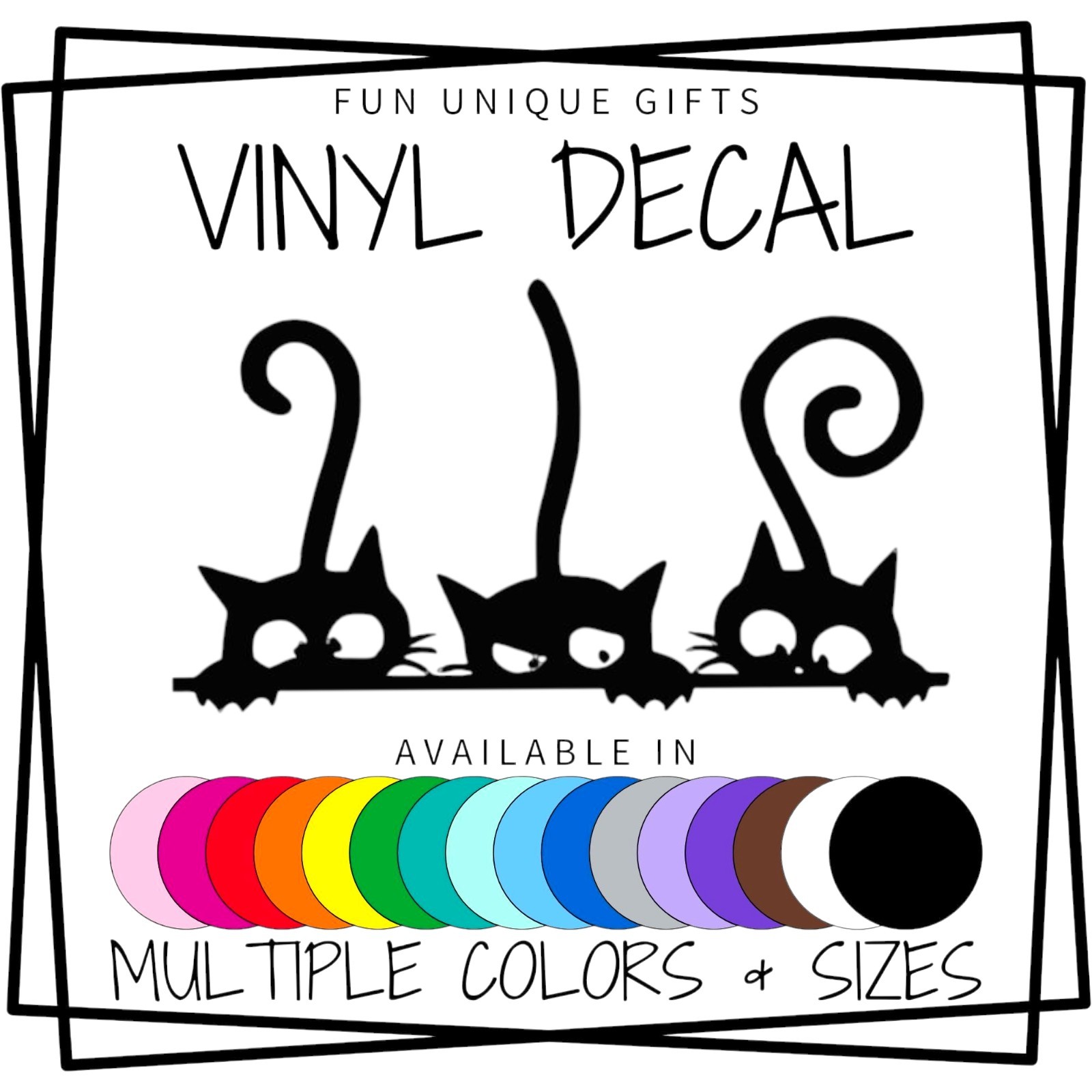 3 Cats Peeking Vinyl Decal Sticker -Multiple Sizes & Colors- FAST FREE SHIPPING!