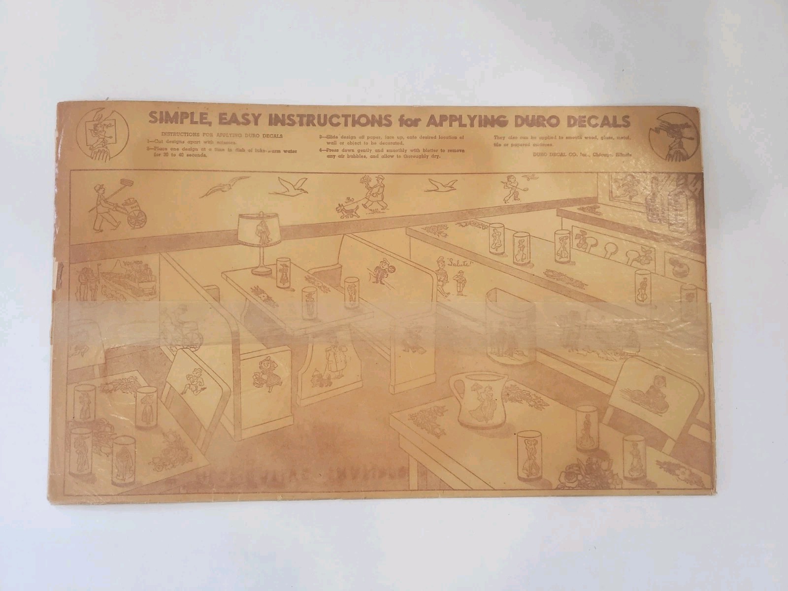 Vintage Duro Water Transfer DECAL, Nursery Rhyme Mary Had A Little Lamb 1950s