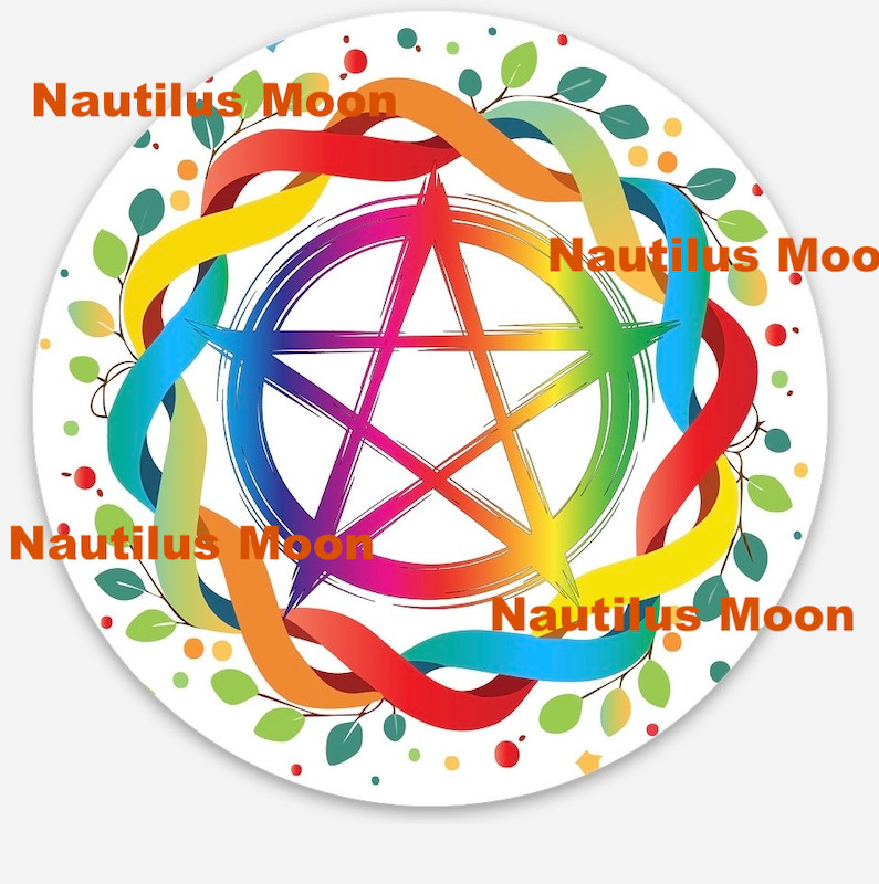 Bright Pentagram label/sticker circle 3 x 3" Free Ship