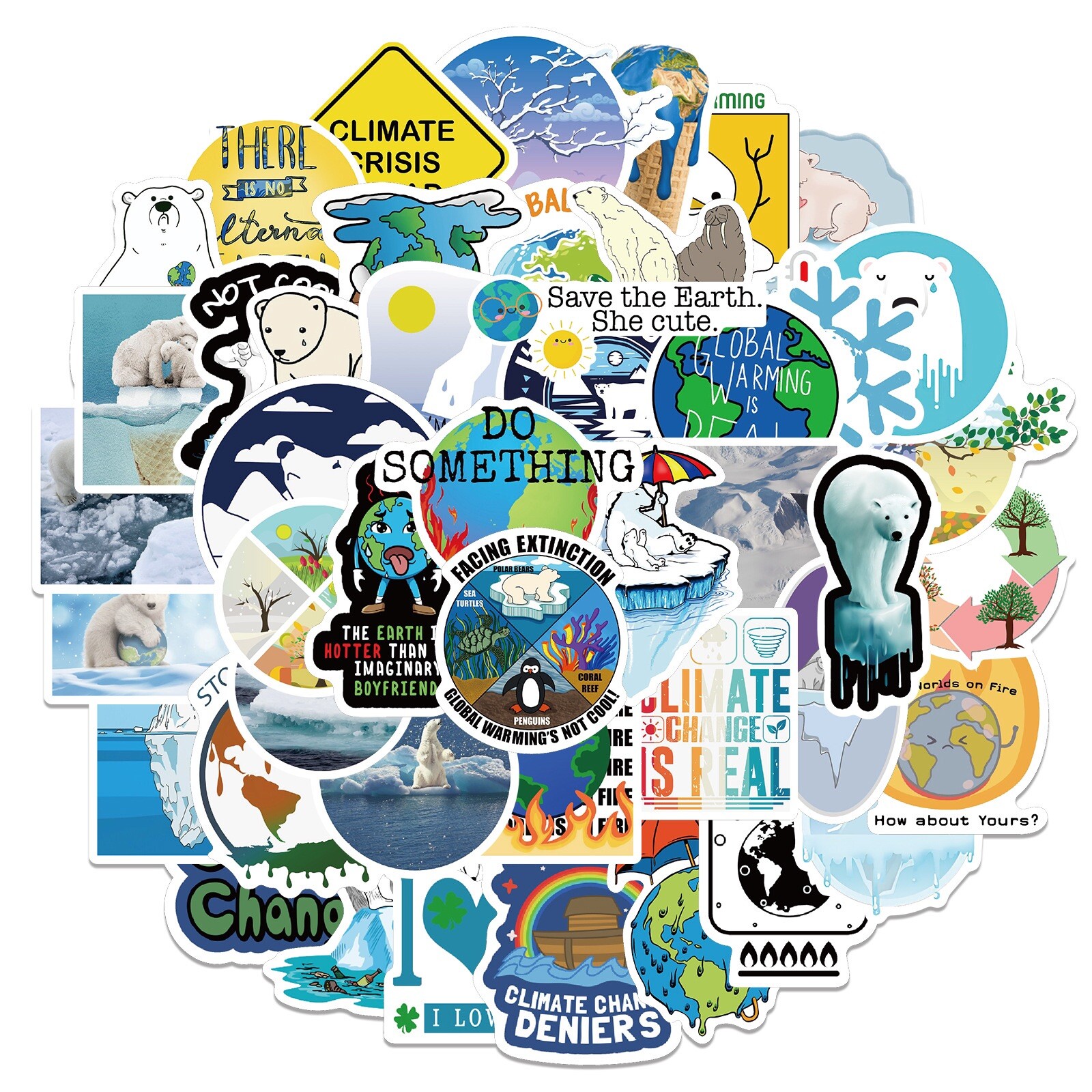 20 Random Climate Change Awareness Stickers Global Warming Decals Free Shipping!