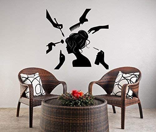Beauty Salon Makeup Silhouette Removable Wall Decals Murals Stickers for Bedr…