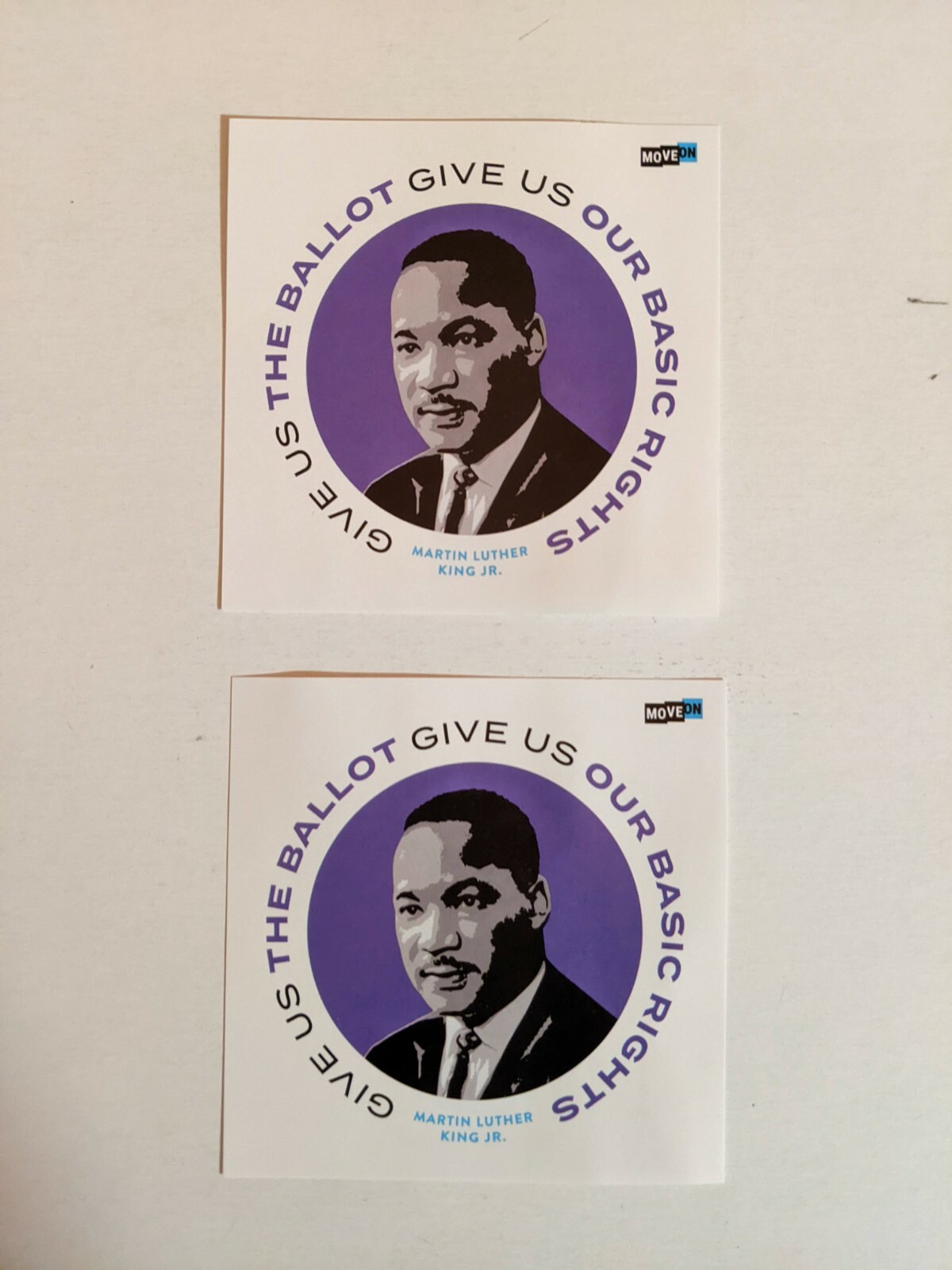 (2)Martin Luther King Jr. "Give Us The Ballot Give Us our Basic Rights" Stickers