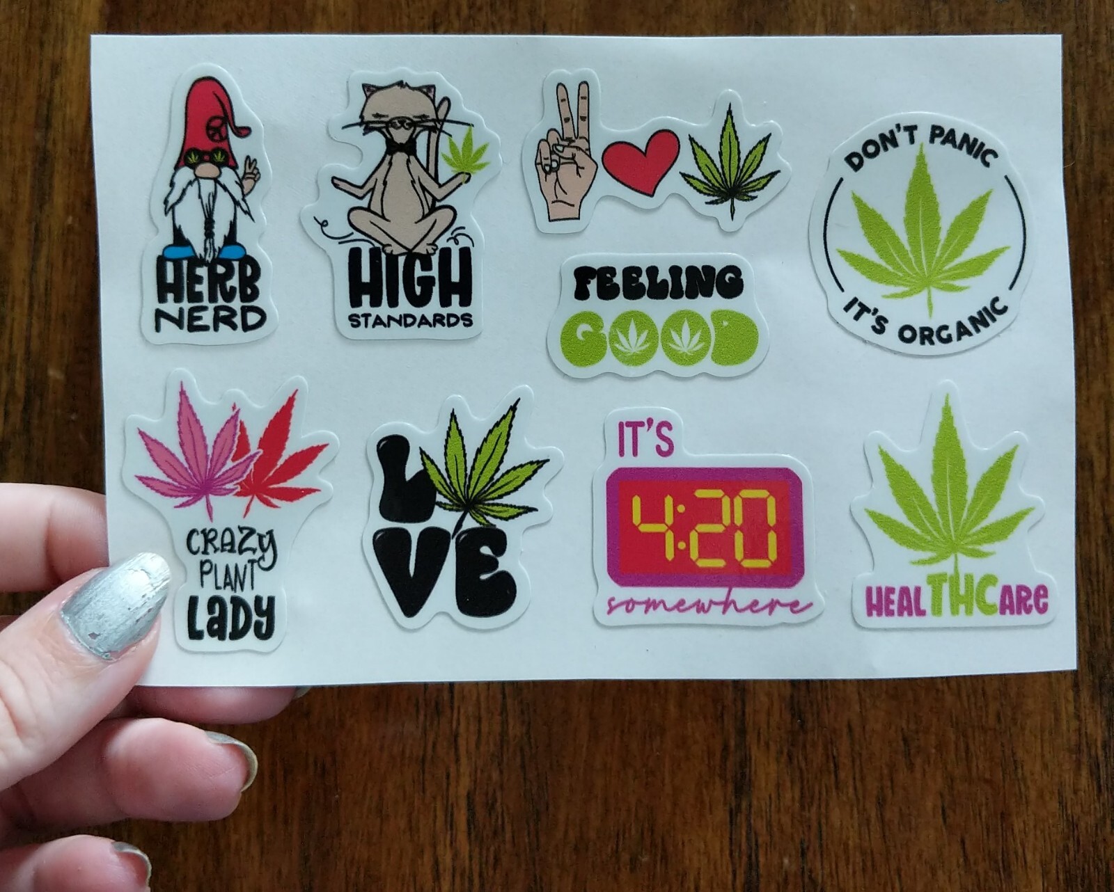 Set of 9 Stickers Weed Pot 420 Smoker Cannabis Leaf High Peace Love Vinyl Decals