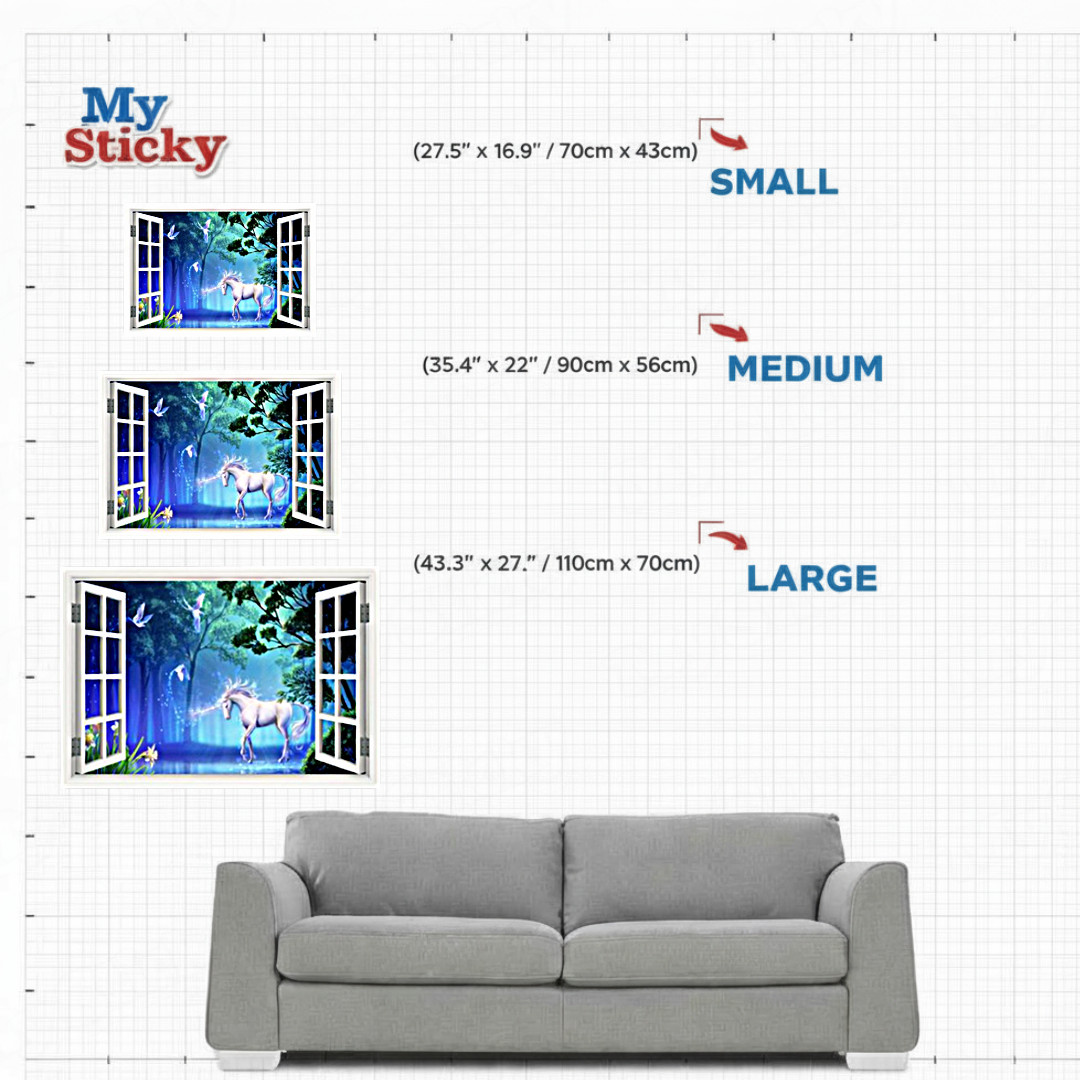 MySticky 3D Window-Frame Dreamy Fantasy Locations Designs Wall Decals