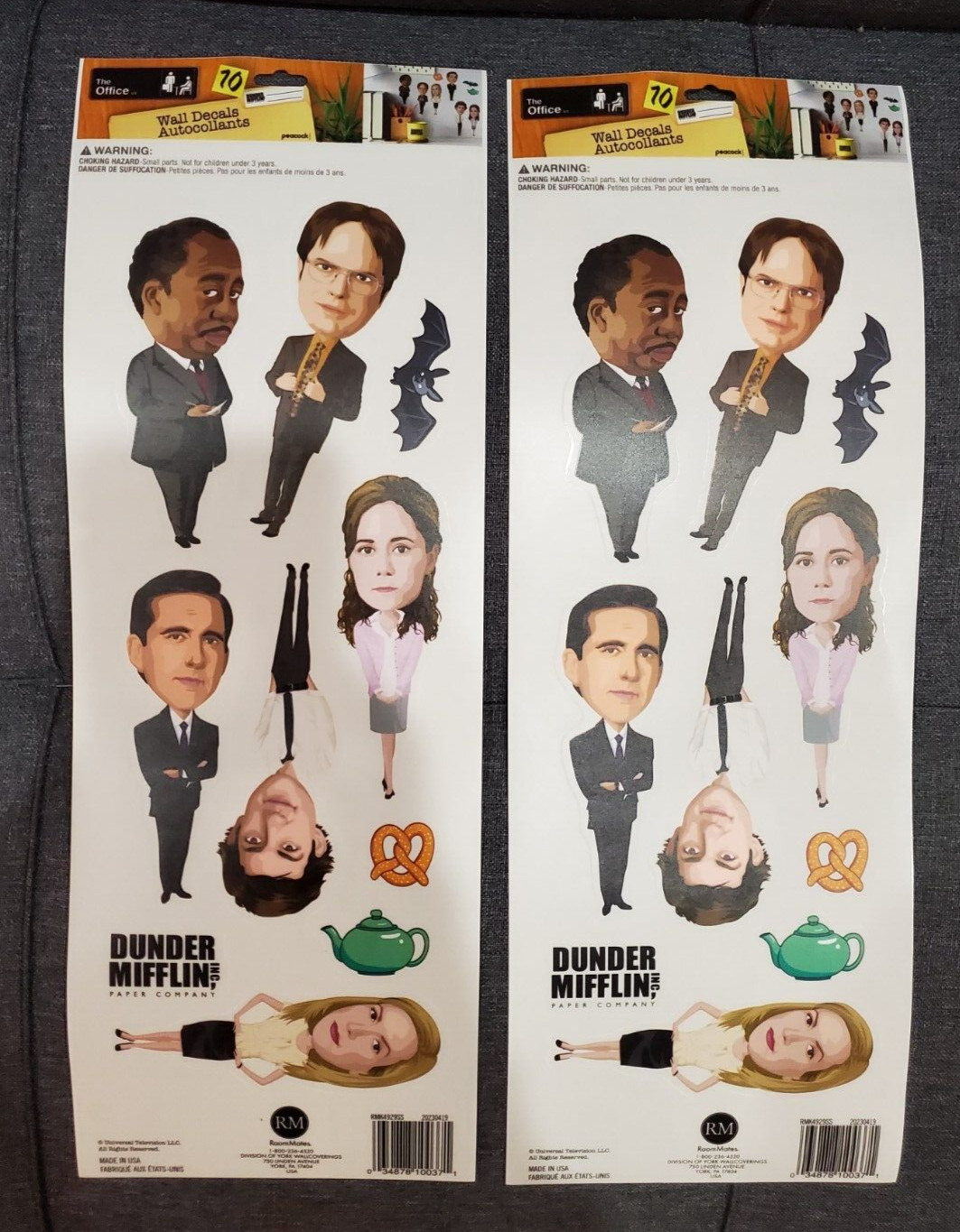 lot (2 sets) Wall Decals The Office Removable Stickers Dunder Mifflin 18×6"