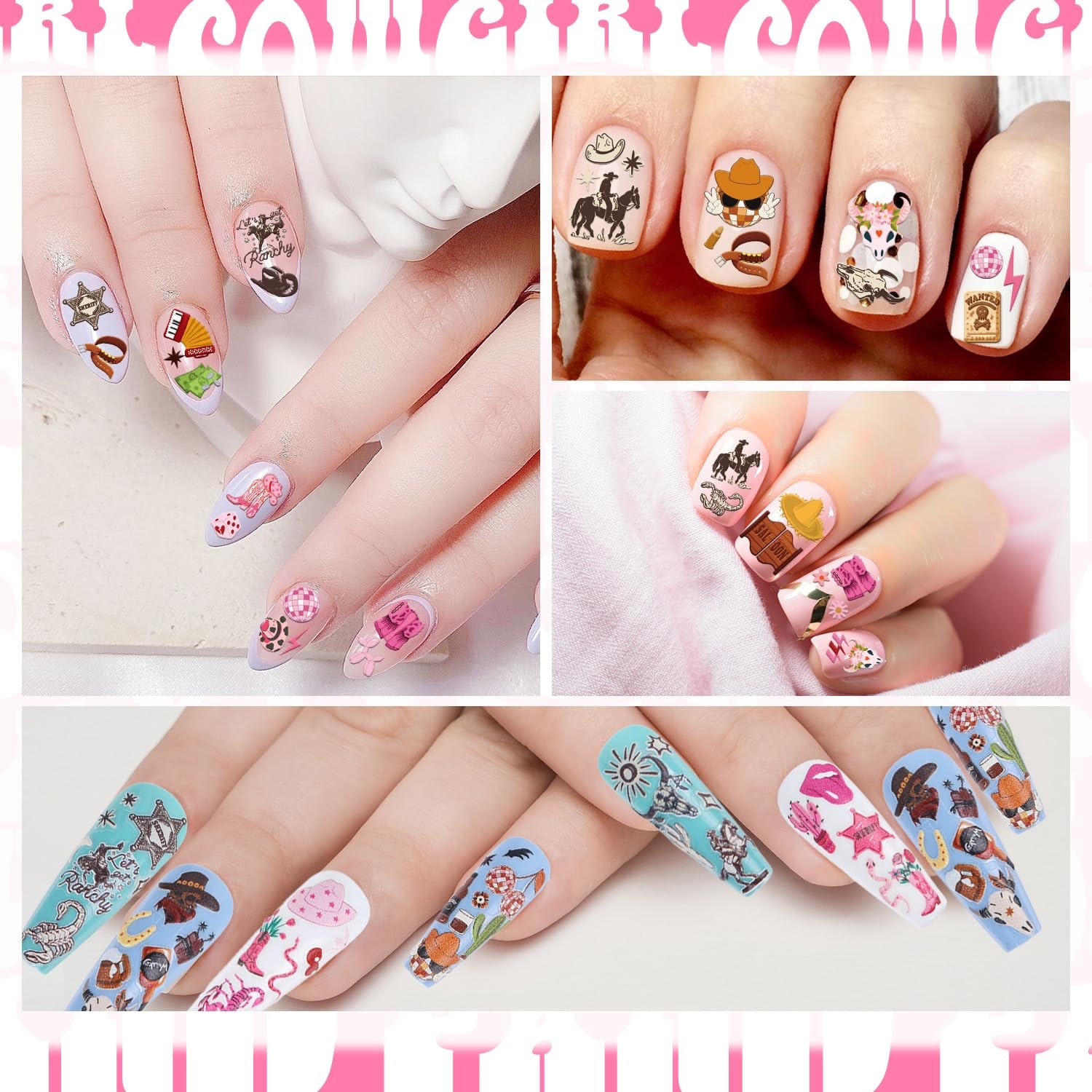 Keluna Western Nail Art Stickers – 6 Sheets Cowboy 6 Sheets, 6