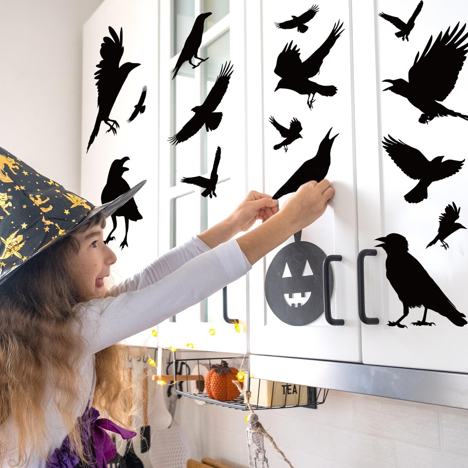 Halloween Wall Stickers Black Crow Wall Decals Removable Room Mural Stickers …
