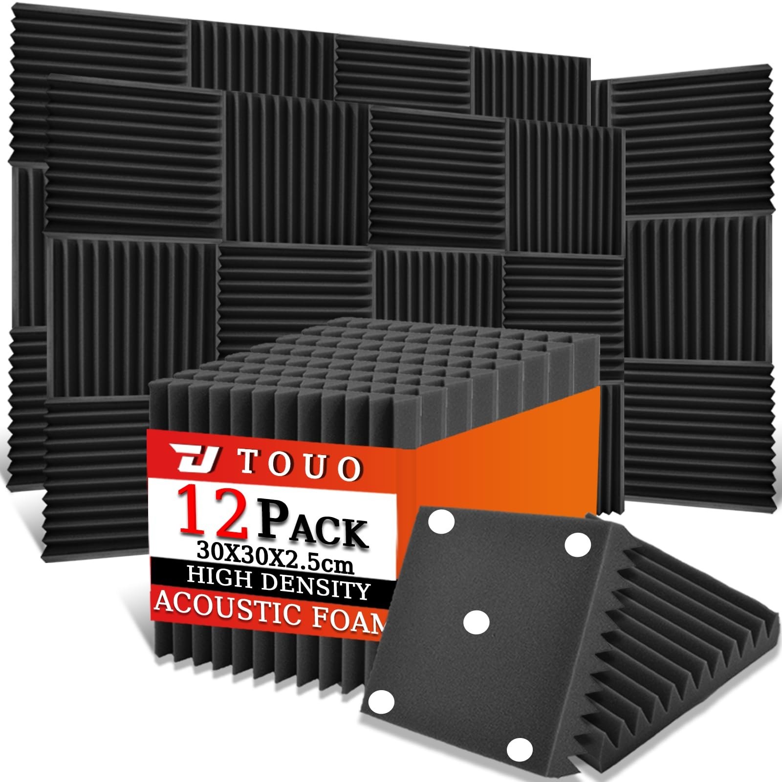 12 Pack Acoustic Panels – Sound Proof Foam Panels for Wall 12"x12"x1", Fla