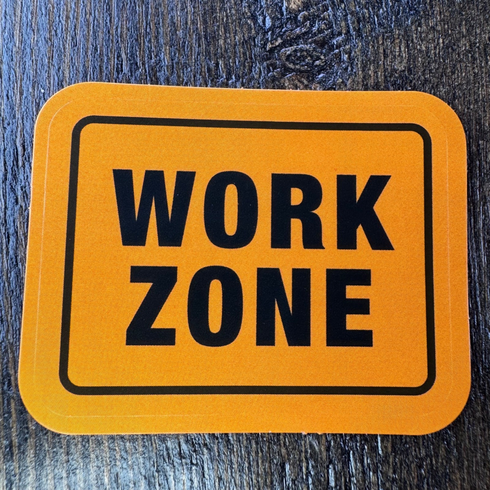 Work Zone Sign Sticker – Water Bottle Phone Laptop Skateboard Hard Hat Lunch Box