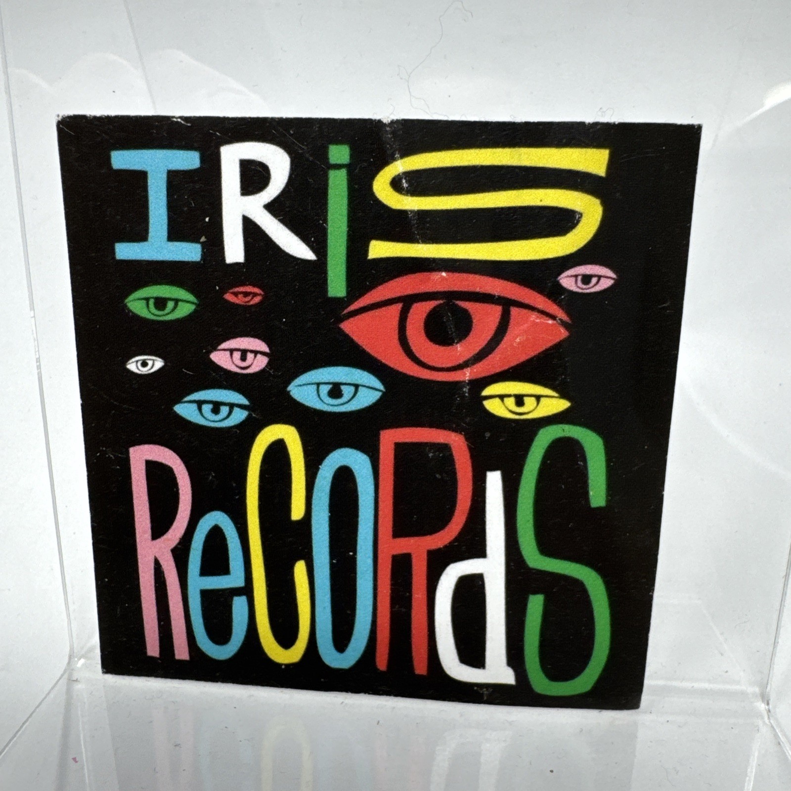 iris records sticker eyes logo black Multicolored 3’x3’ record Label