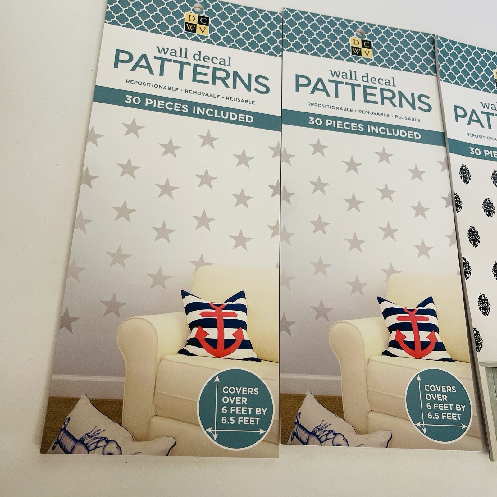 DCMV 2 Patterns Wall Decal, Reusable, 60pcs Each Pattern, 4 Sets Included