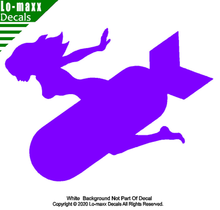 Mudflap Girl Riding Bomb Trucker WW 2 Bomber Custom Graphic Die Cut Vinyl Decal