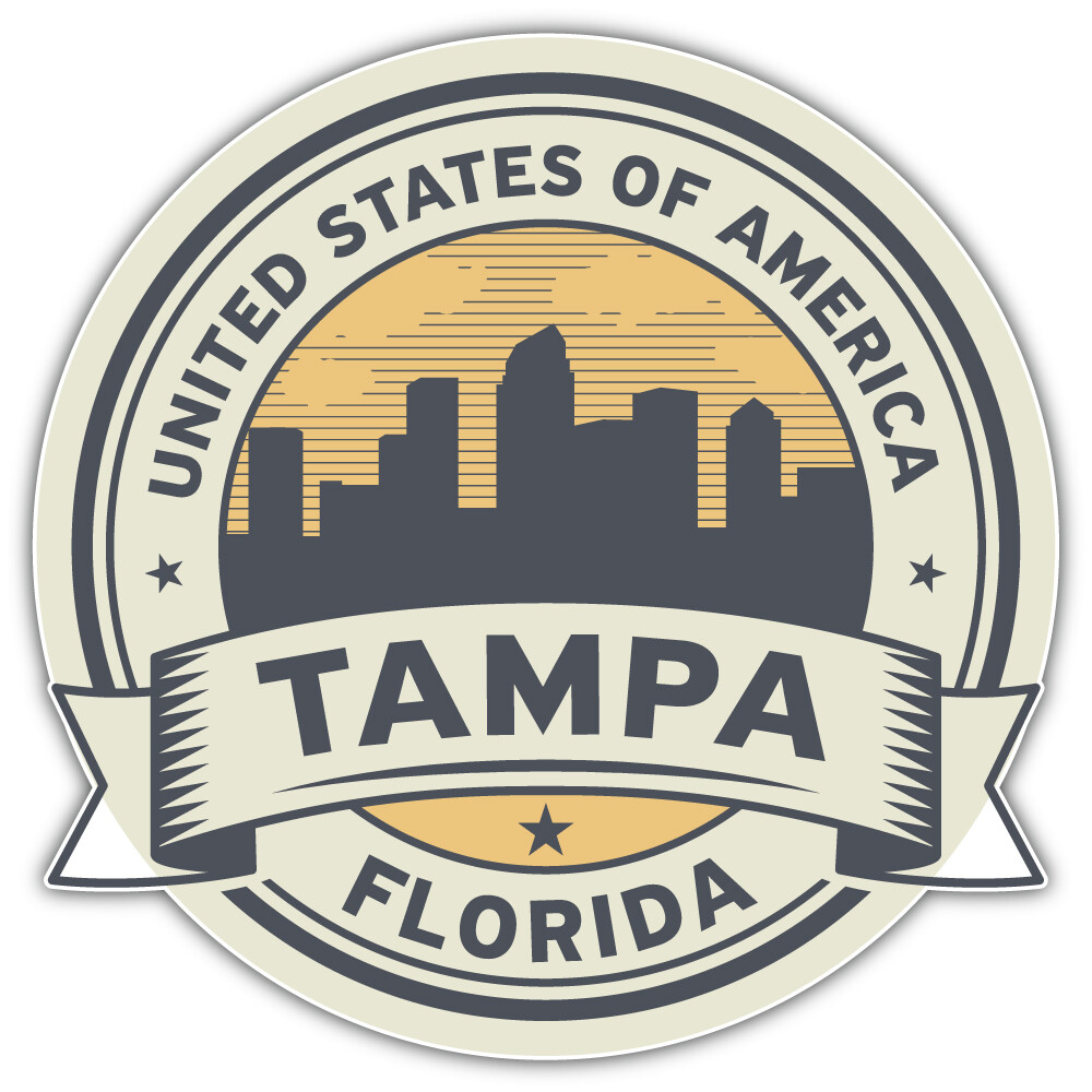 Tampa City Florida USA State Retro Badge Car Bumper Sticker Decal "SIZES"