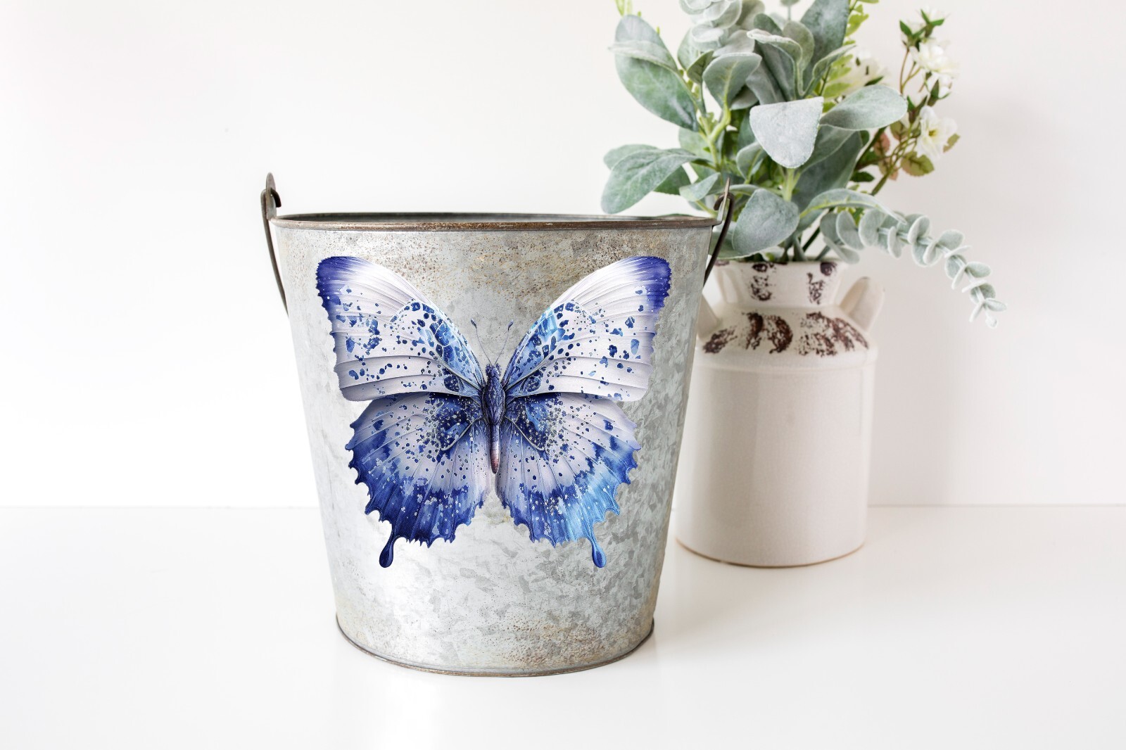 Blue and White Butterfly UV DTF Transparent Sticker / Decal