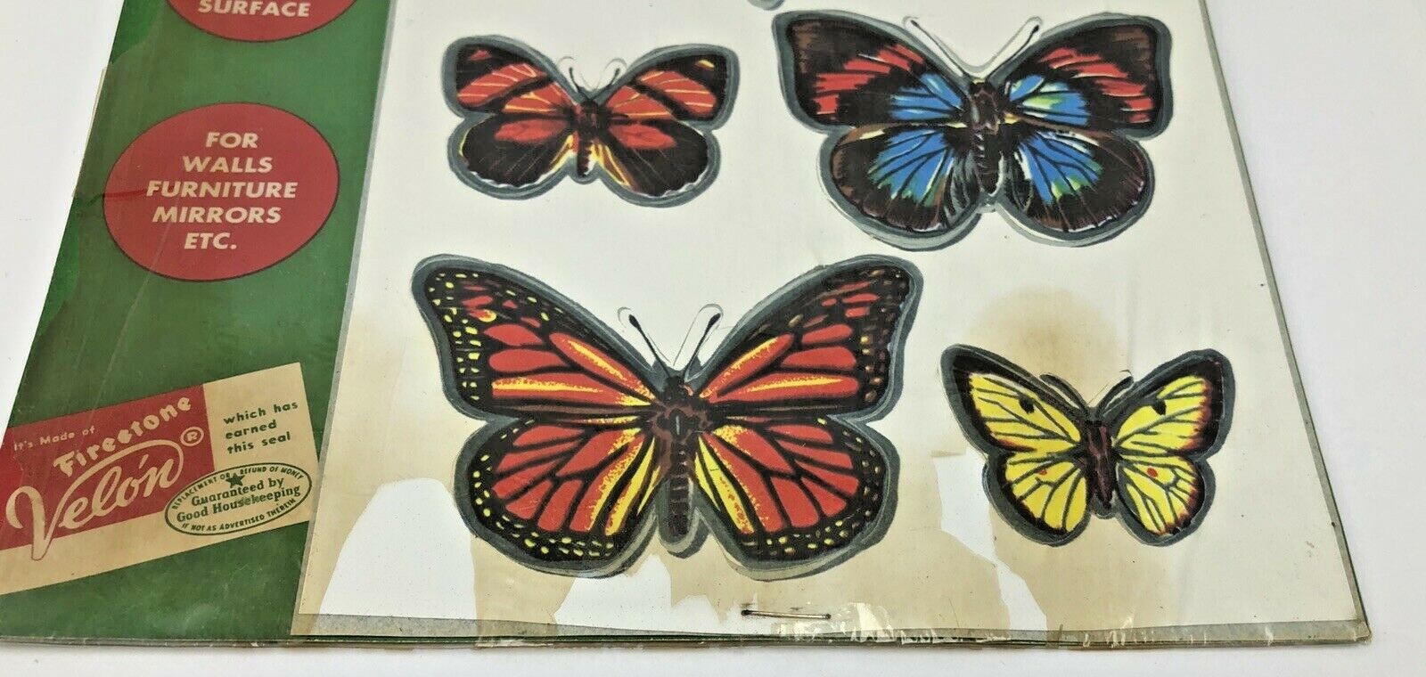 Vintage 1955 Patrice Decores Butterflies Plastic Motifs Appliques Self Adhesive